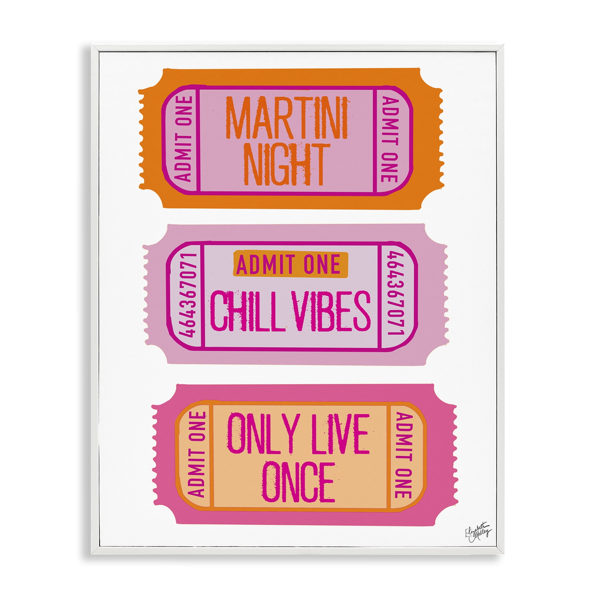 Stupell Industries Fun Party Phrase Tickets Text & Numbers Painting White Framed Art Print Wall Art, 24 x 30