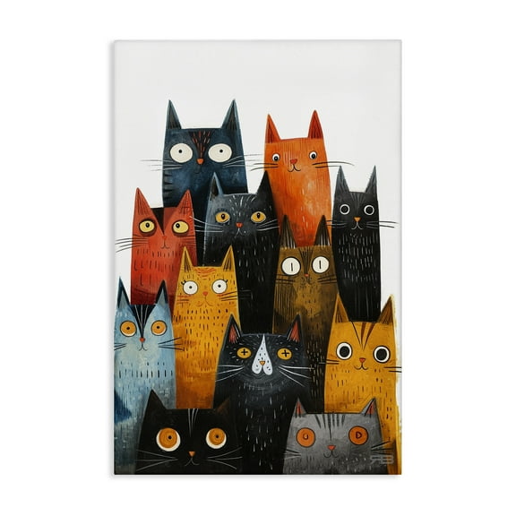Stupell Industries Fun Peeking Cat Faces Animals & Insects Painting Gallery Wrapped Canvas Art Print Wall Art, 16 x 24