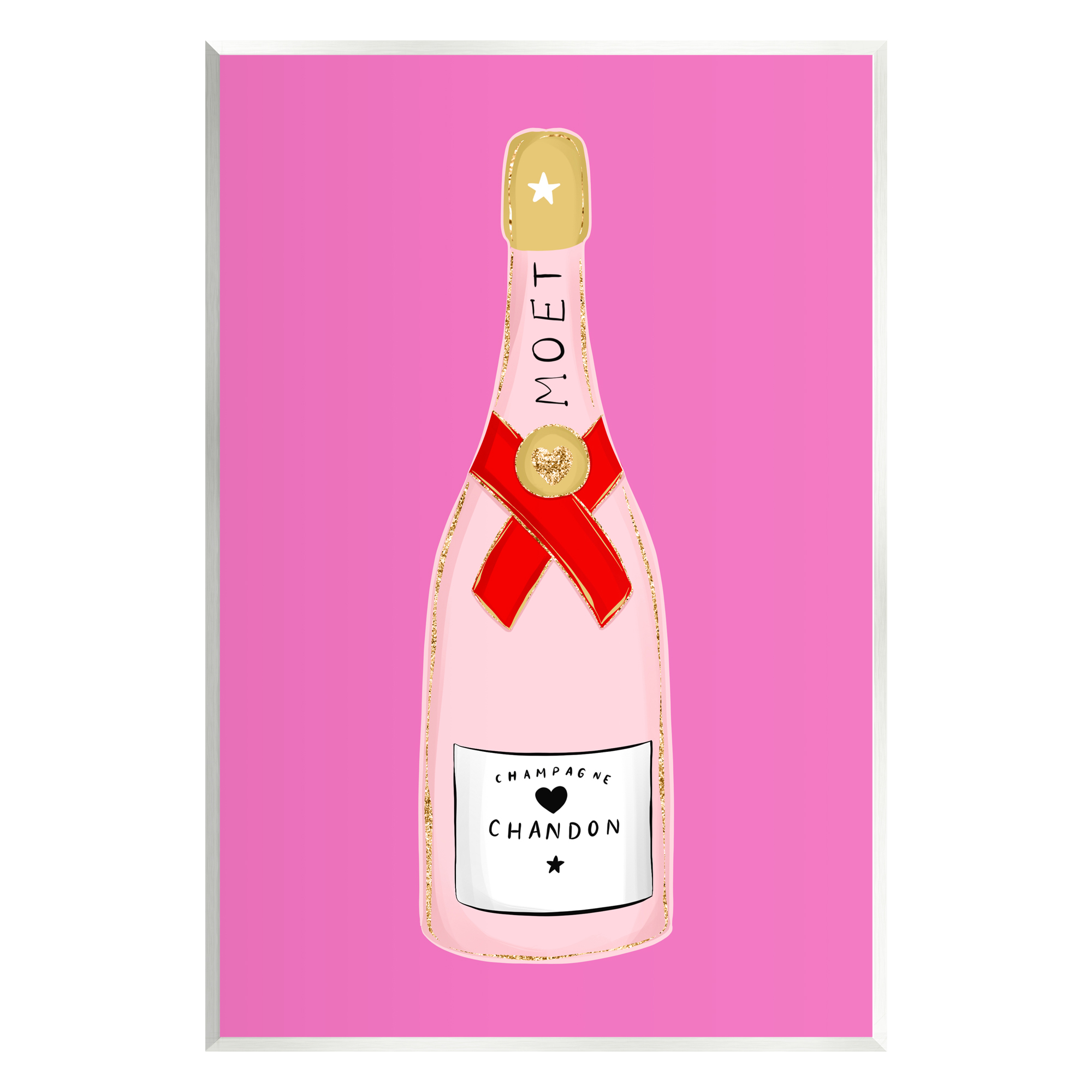 Stupell Industries Fun Pink Champagne Food & Beverage Painting Unframed Art Print Wall Art, 13 x 19