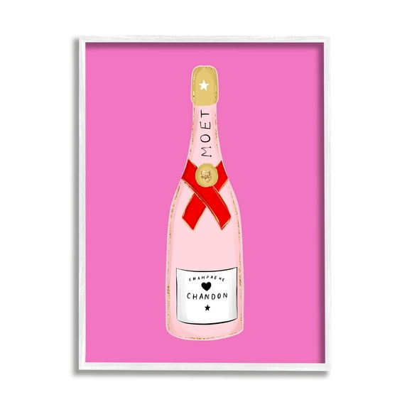 Stupell Industries Fun Pink Champagne Food & Beverage Painting White Framed Art Print Wall Art, 16 x 20