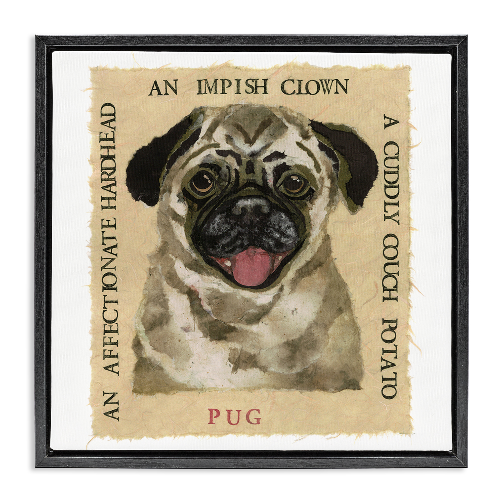 Stupell Industries Fun Pug Pet Phrases Animals Painting Black Floater Framed Canvas Art Print Wall Art, 25 x 25