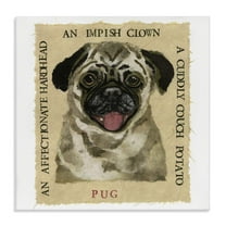 Stupell Industries Fun Pug Pet Phrases Animals Painting Wrapped Canvas Art Print Wall Art, 17 x 17