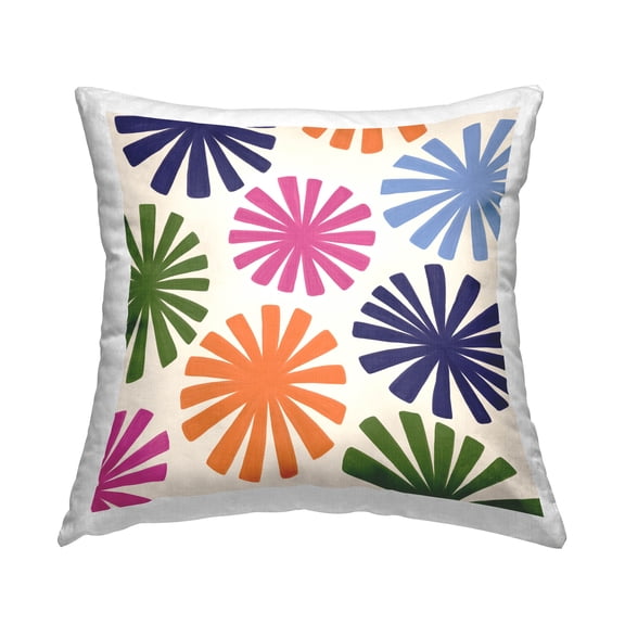 Stupell Industries Fun Retro Flower Pattern Printed Throw Pillow Design by Deborah Curiel