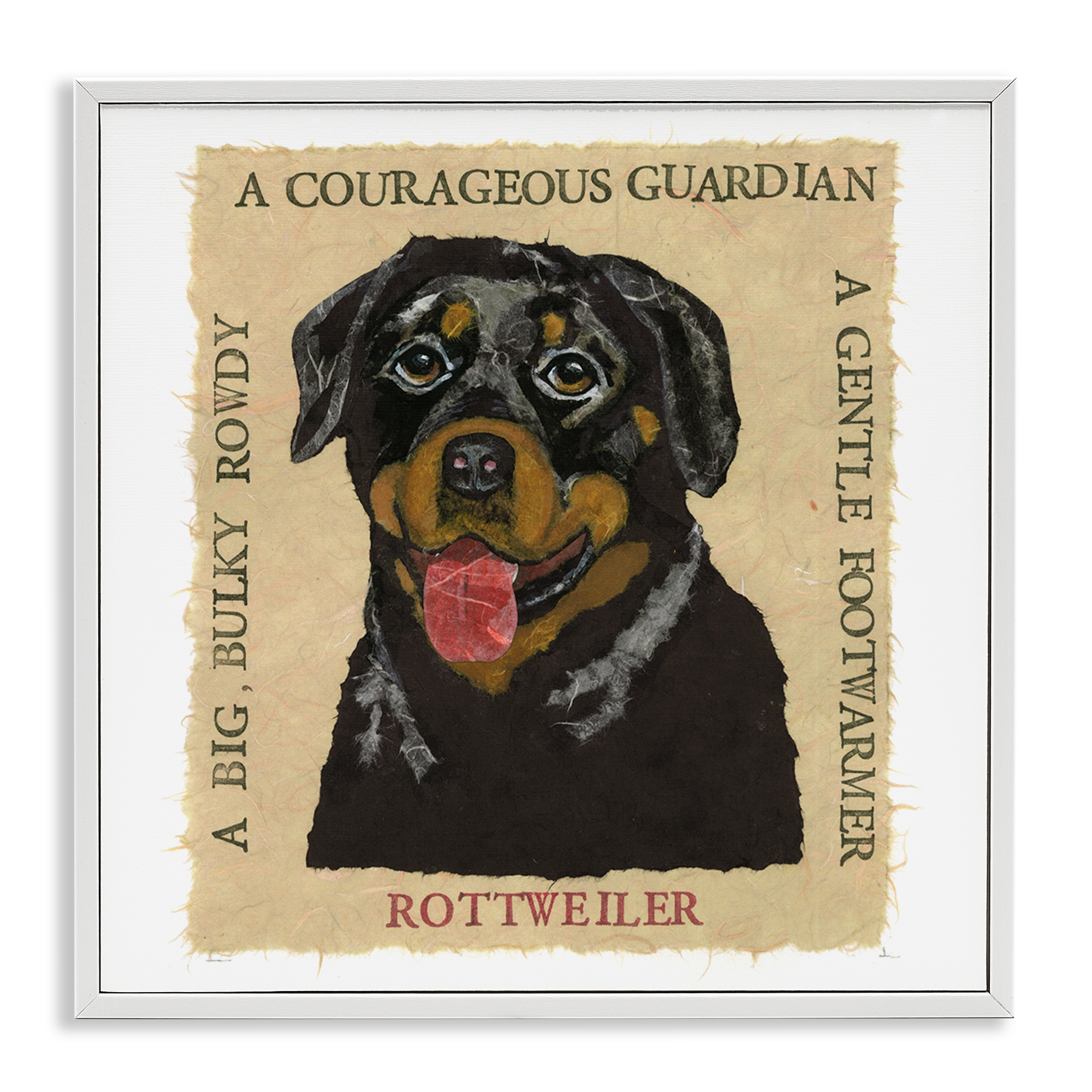 Stupell Industries Fun Rottweiler Pet Phrases Animals Painting White Framed Art Print Wall Art, 12 x 12