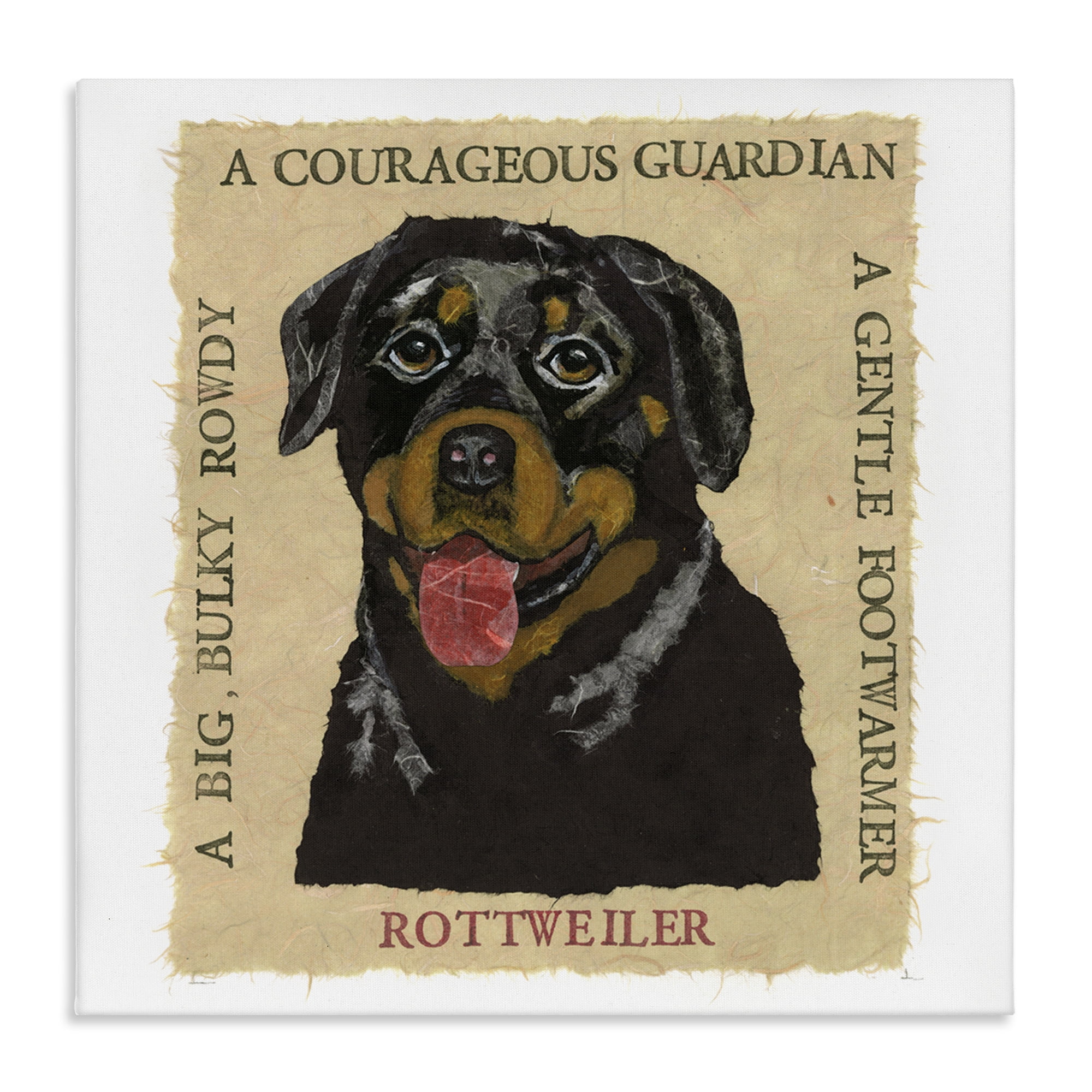 Stupell Industries Fun Rottweiler Pet Phrases Animals Painting Wrapped Canvas Art Print Wall Art, 17 x 17