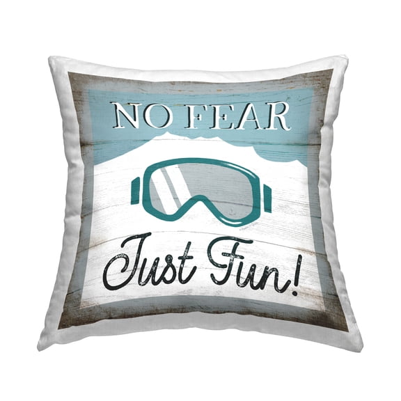 Stupell Industries Fun Rustic Skiing Saying Decorative Printed Throw Pillow, 18 x 18