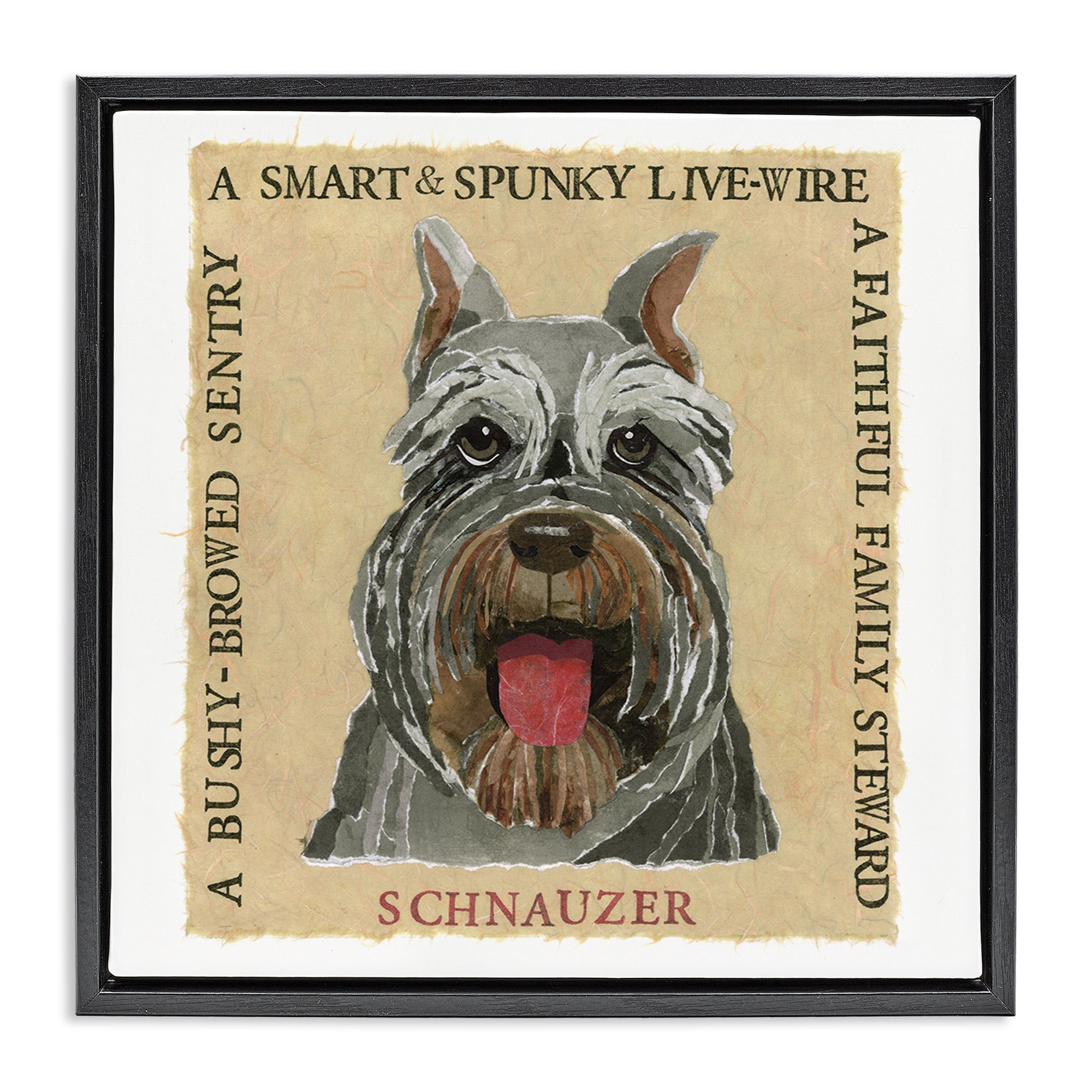 Stupell Industries Fun Schnauzer Pet Phrases Animals Painting Black Floater Framed Canvas Art Print Wall Art, 18 x 18