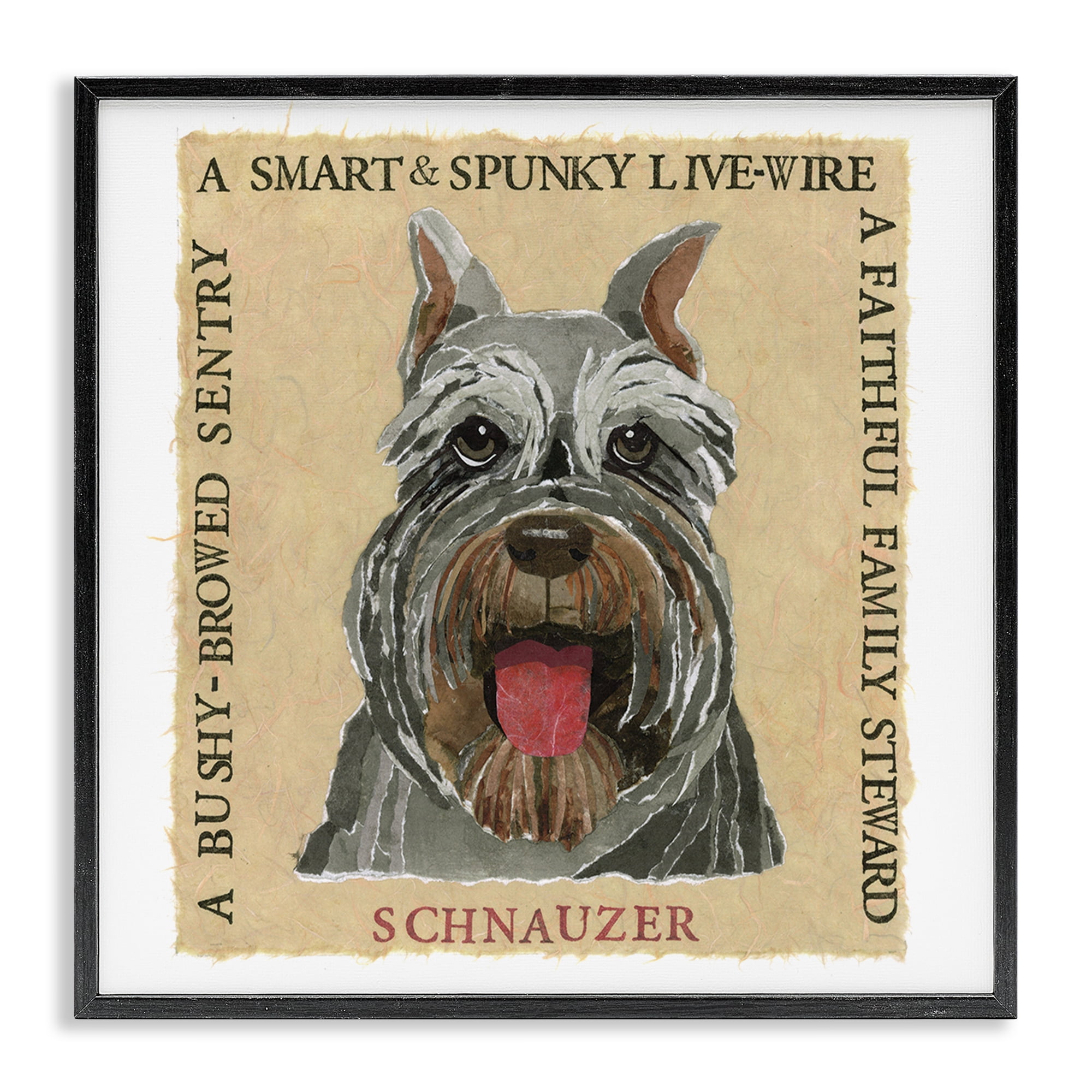 Stupell Industries Fun Schnauzer Pet Phrases Animals Painting Black Framed Art Print Wall Art, 17 x 17