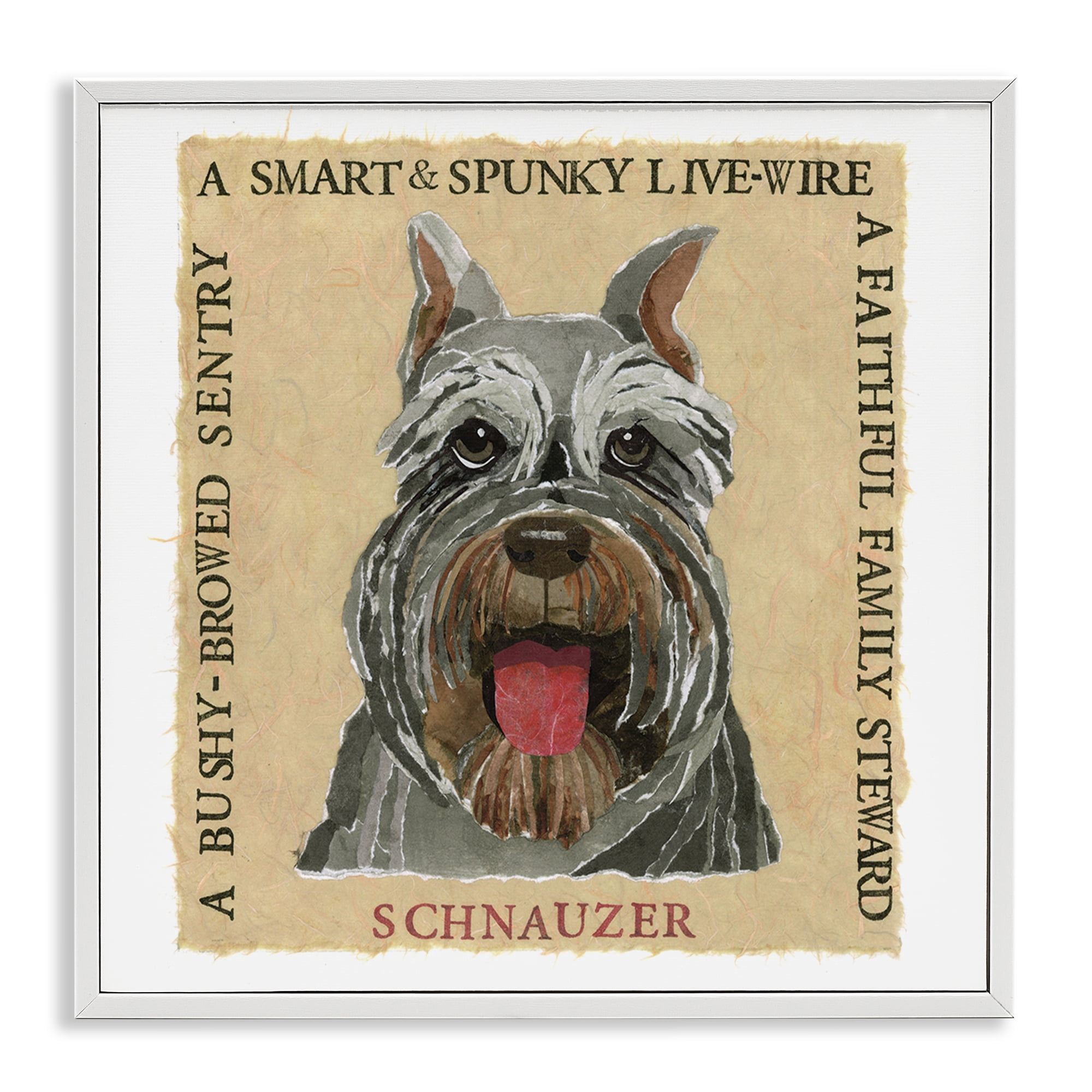 Stupell Industries Fun Schnauzer Pet Phrases Animals Painting White Framed Art Print Wall Art, 12 x 12