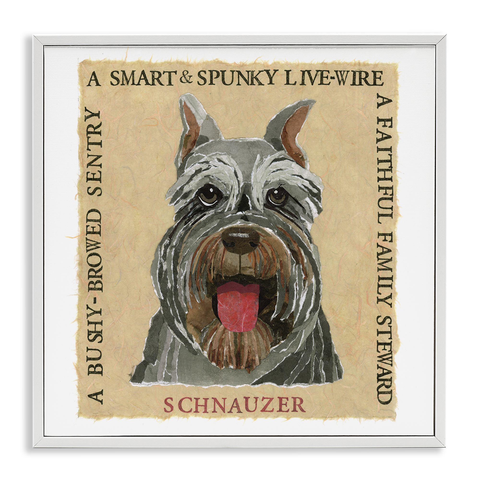 Stupell Industries Fun Schnauzer Pet Phrases Animals Painting White Framed Art Print Wall Art, 24 x 24
