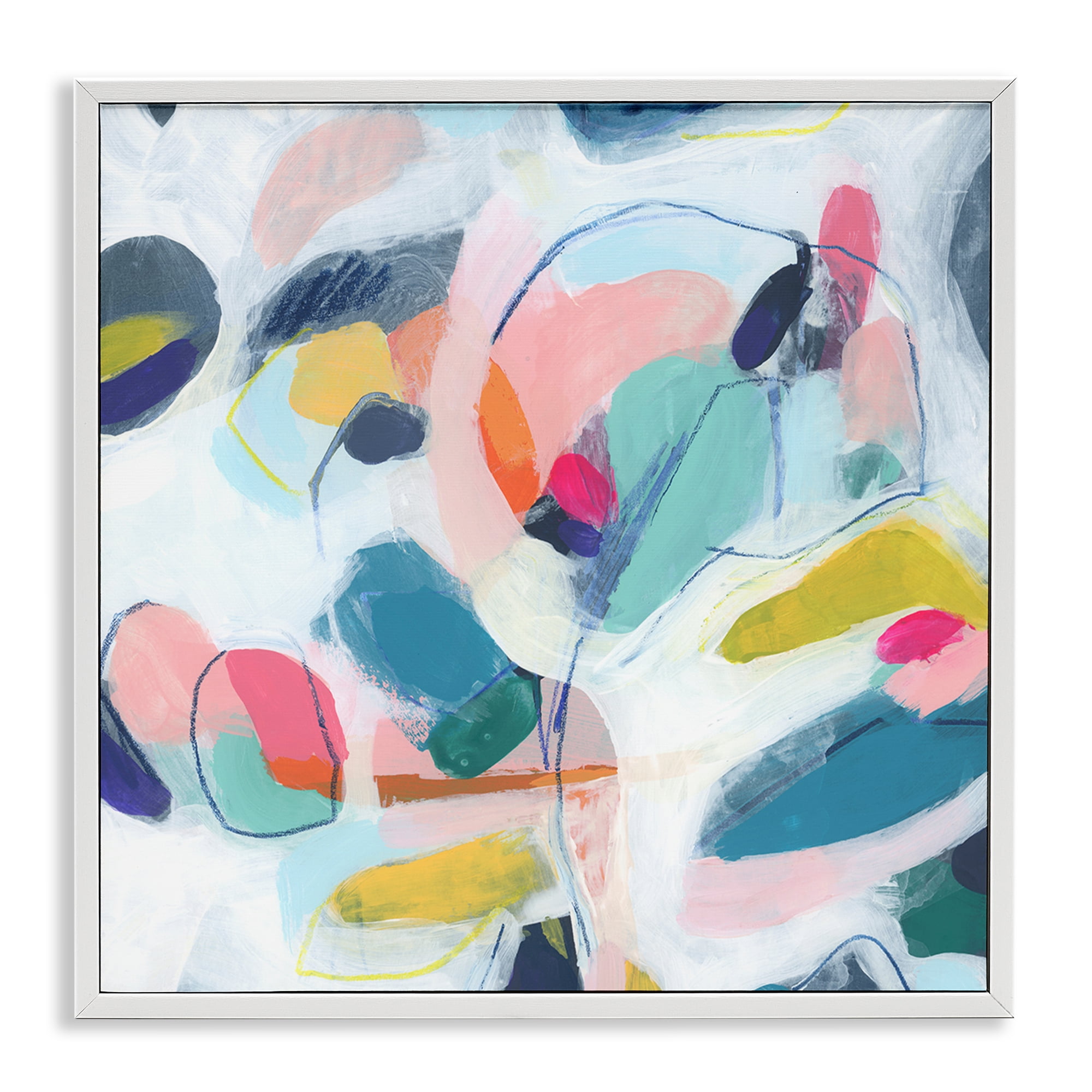 Stupell Industries Fun Shapes Impression Abstract Painting White Framed Art Print Wall Art, 12 x 12