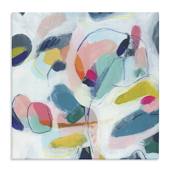 Stupell Industries Fun Shapes Impression Abstract Painting Wrapped Canvas Art Print Wall Art, 17 x 17