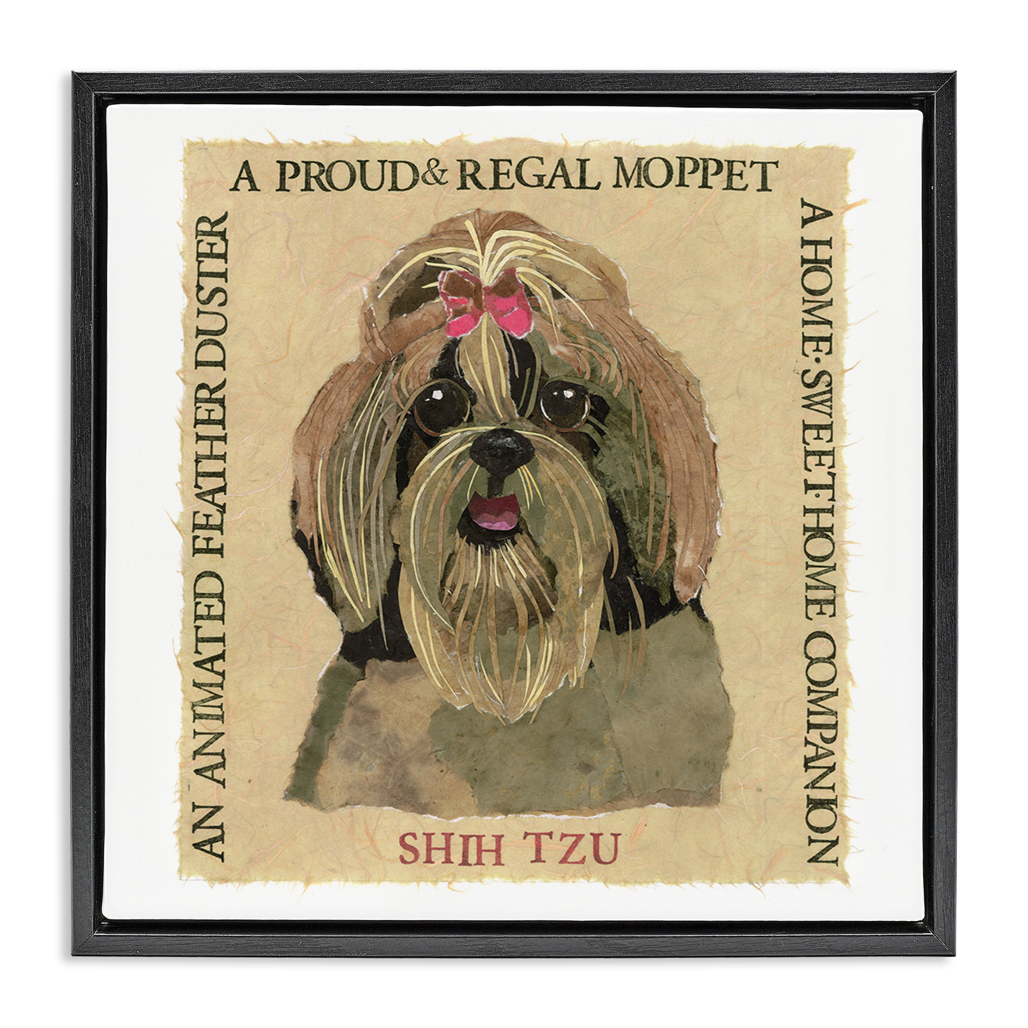 Stupell Industries Fun Shih Tzu Pet Phrases Animals Painting Black Floater Framed Canvas Art Print Wall Art, 25 x 25