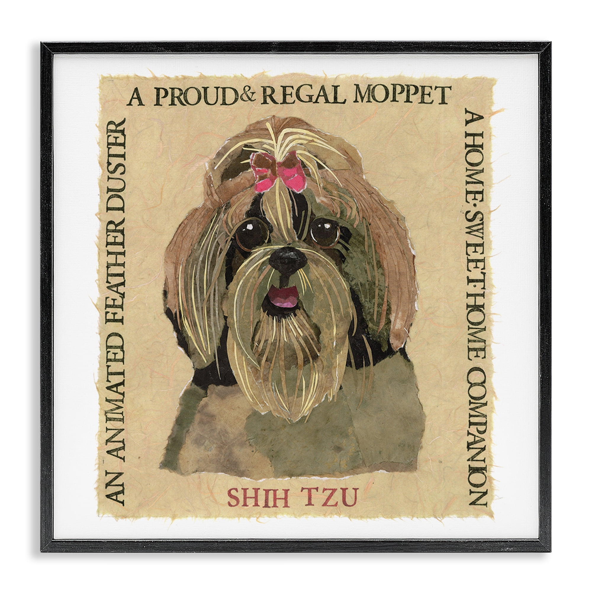 Stupell Industries Fun Shih Tzu Pet Phrases Animals Painting Black Framed Art Print Wall Art, 24 x 24