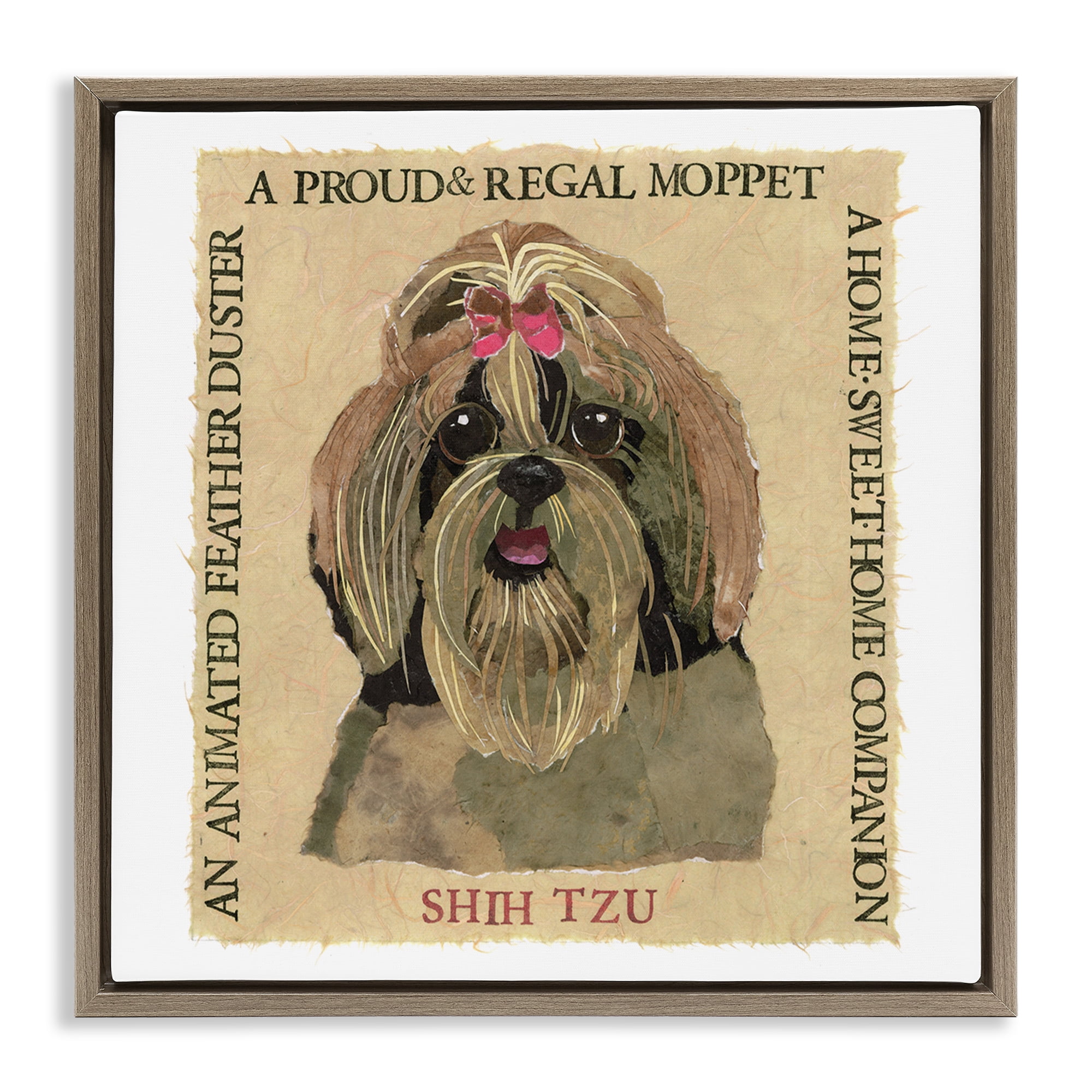 Stupell Industries Fun Shih Tzu Pet Phrases Animals Painting Brown Floater Framed Canvas Art Print Wall Art, 25 x 25