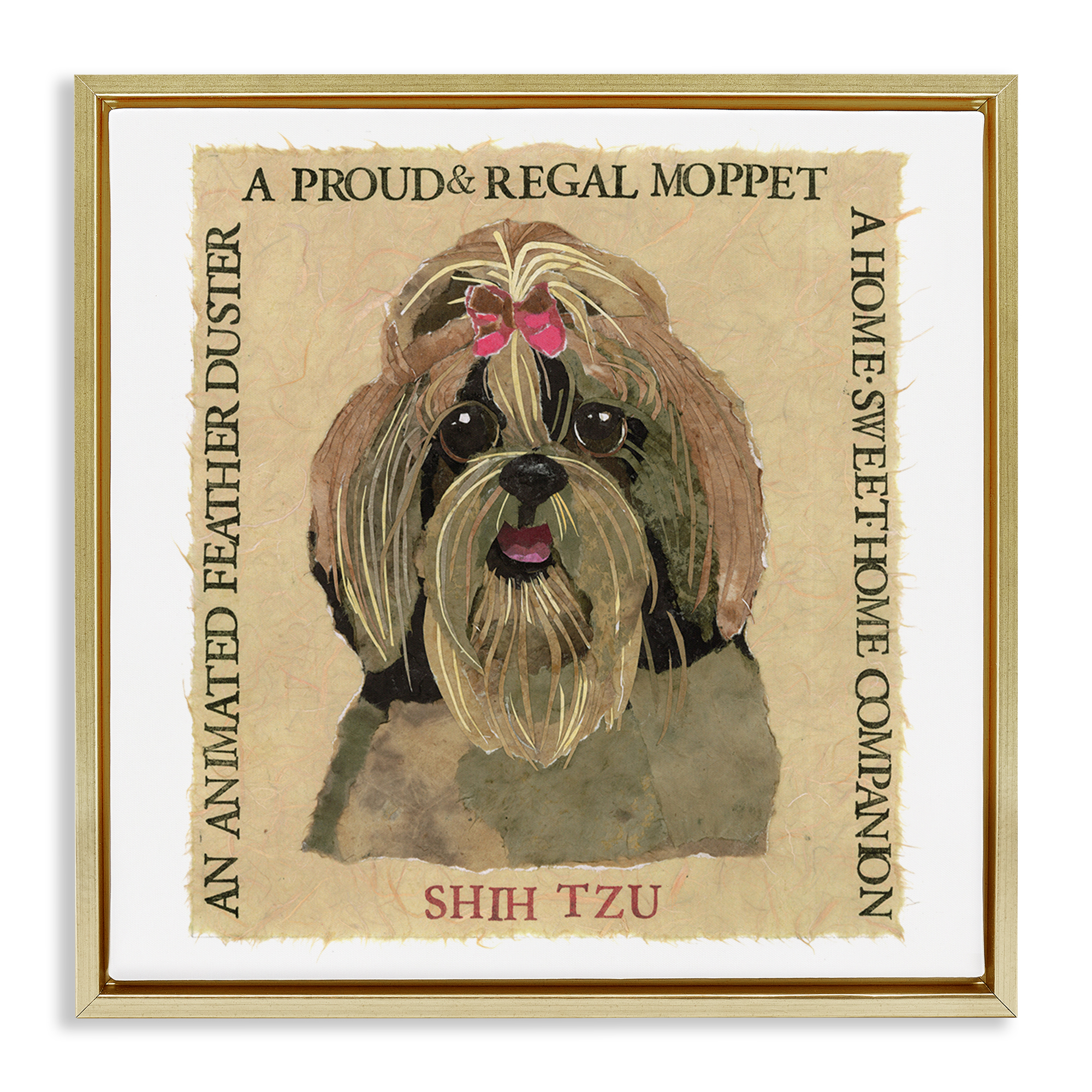 Stupell Industries Fun Shih Tzu Pet Phrases Animals Painting Gold Floater Framed Canvas Art Print Wall Art, 18 x 18