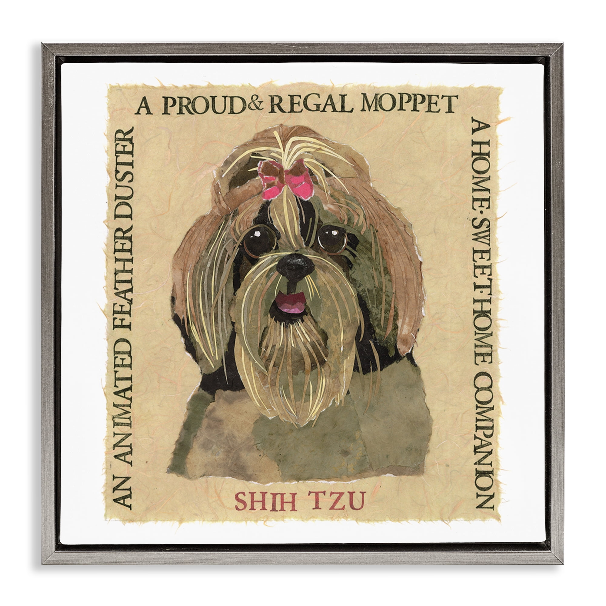 Stupell Industries Fun Shih Tzu Pet Phrases Animals Painting Gray Floater Framed Canvas Art Print Wall Art, 18 x 18