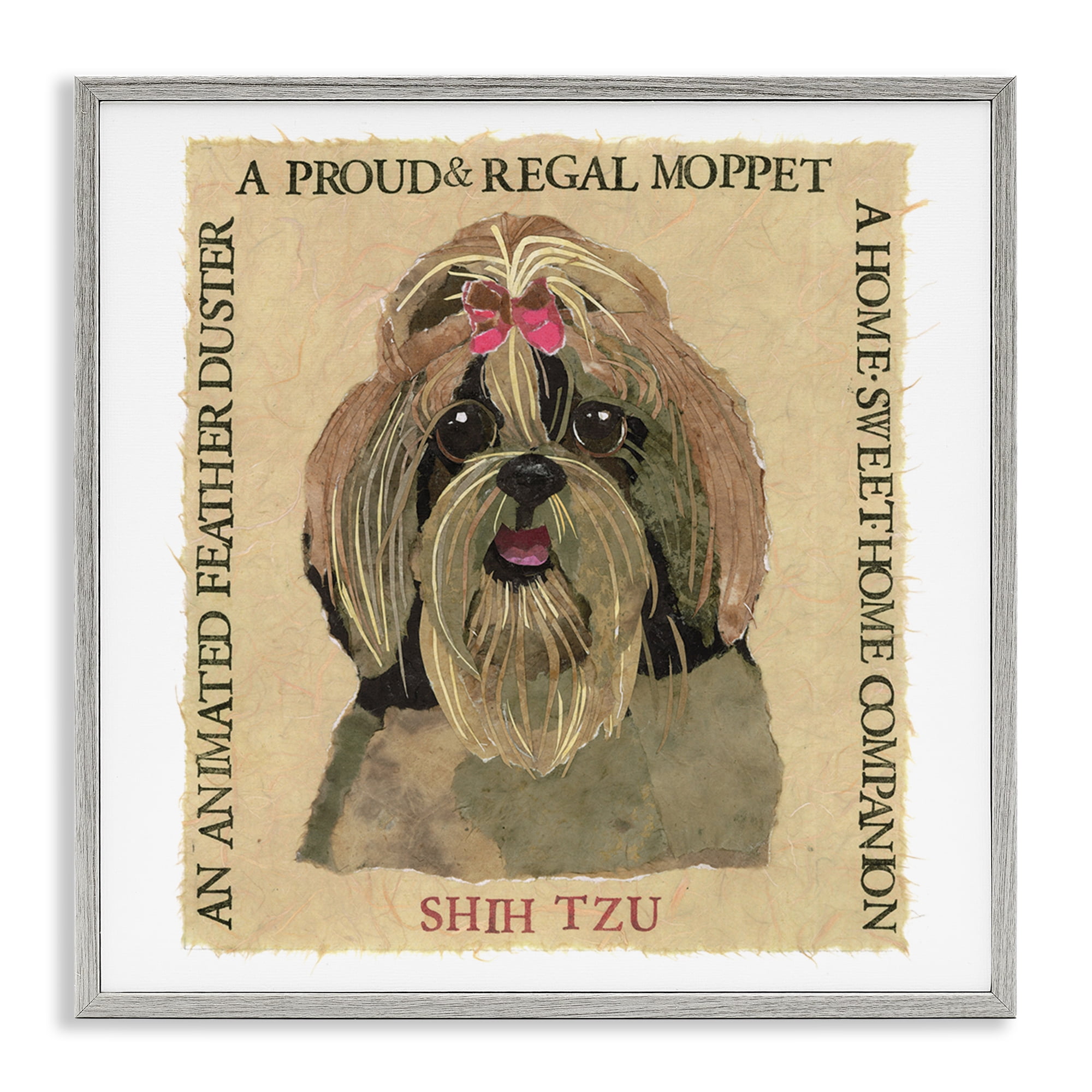 Stupell Industries Fun Shih Tzu Pet Phrases Animals Painting Gray Framed Art Print Wall Art, 24 x 24