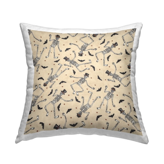 Stupell Industries Fun Skeleton Hats Halloween Pattern Printed Throw Pillow Design by Deb Strain