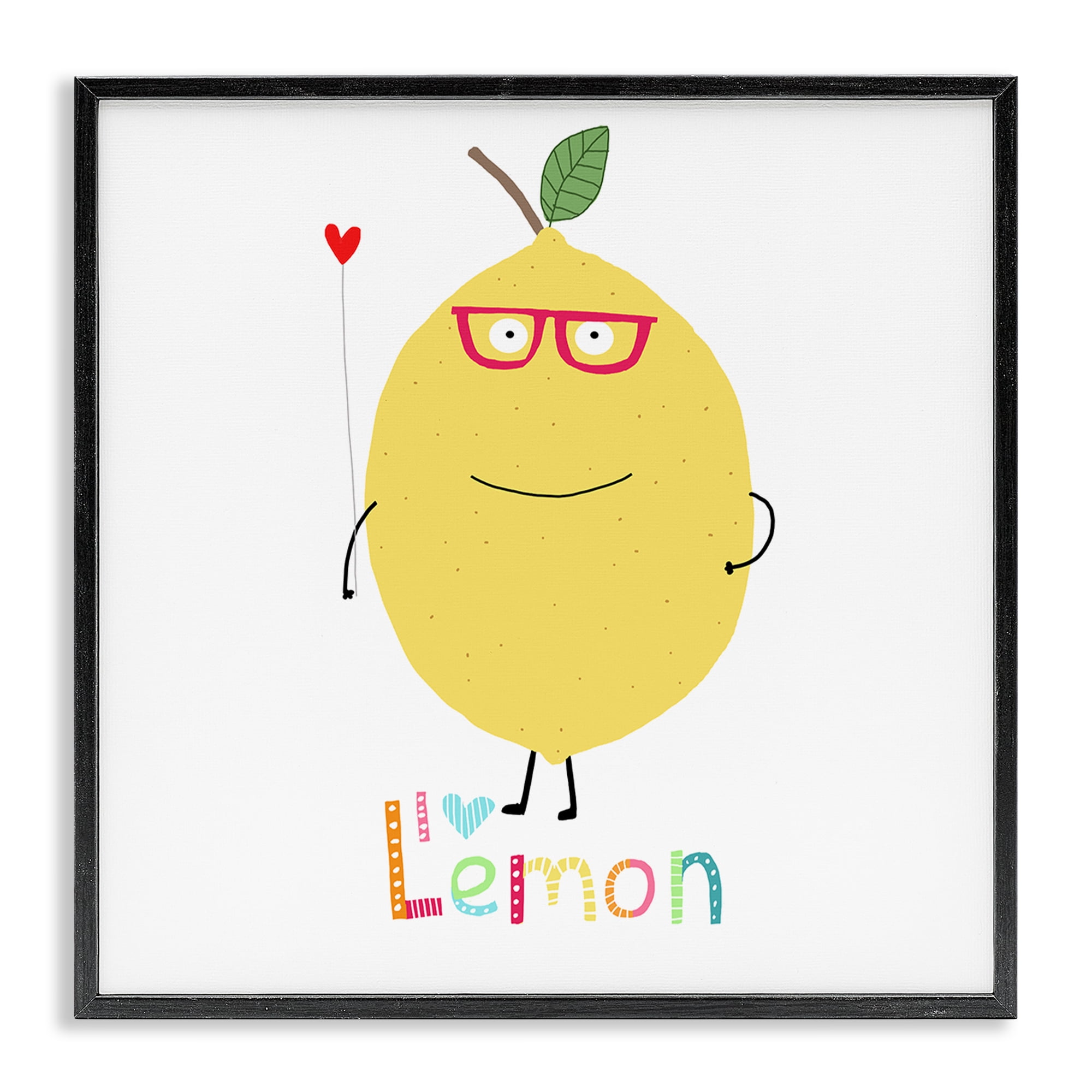 Stupell Industries Fun Smiling Lemon Food & Beverage Painting Black Framed Art Print Wall Art, 17 x 17