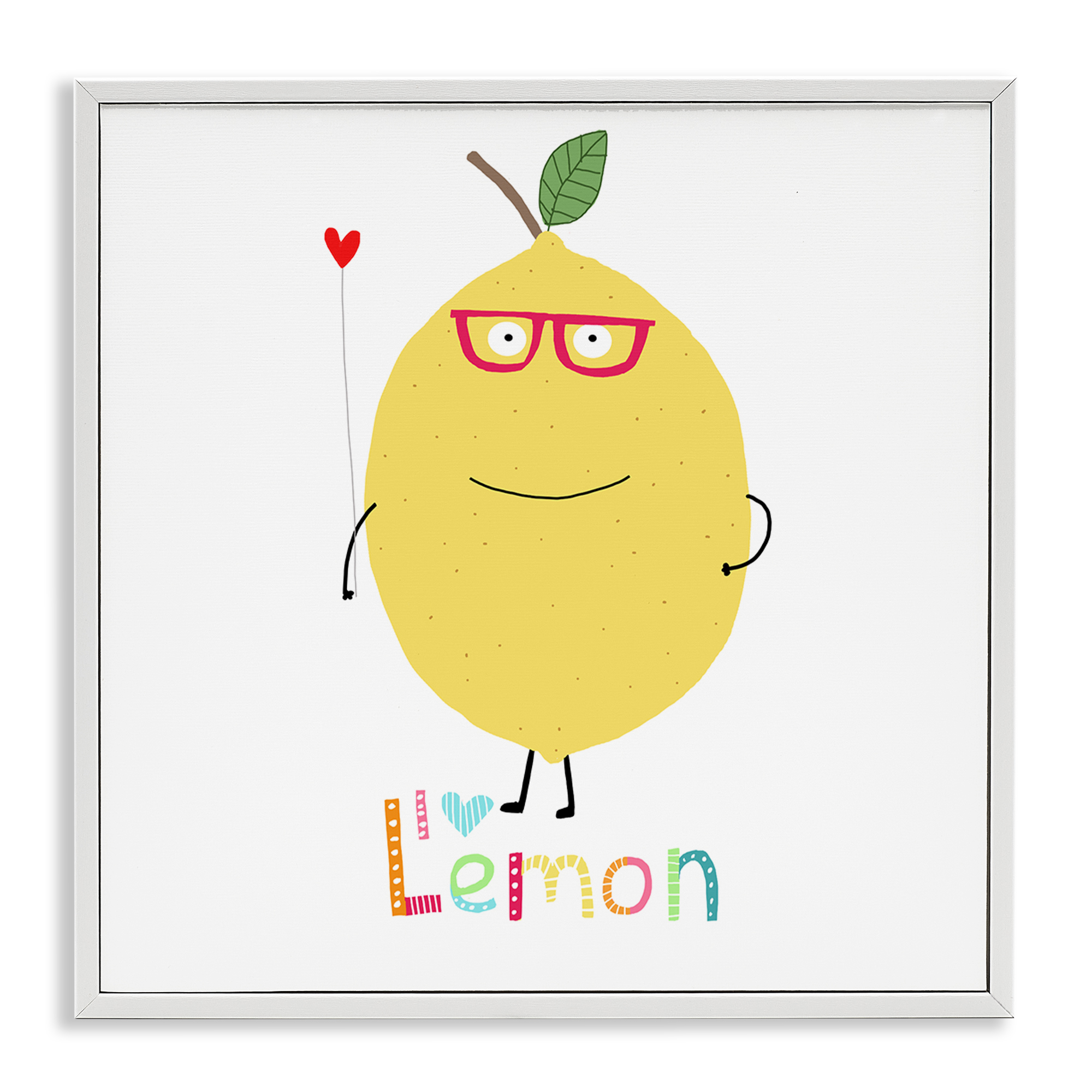 Stupell Industries Fun Smiling Lemon Food & Beverage Painting White Framed Art Print Wall Art, 12 x 12