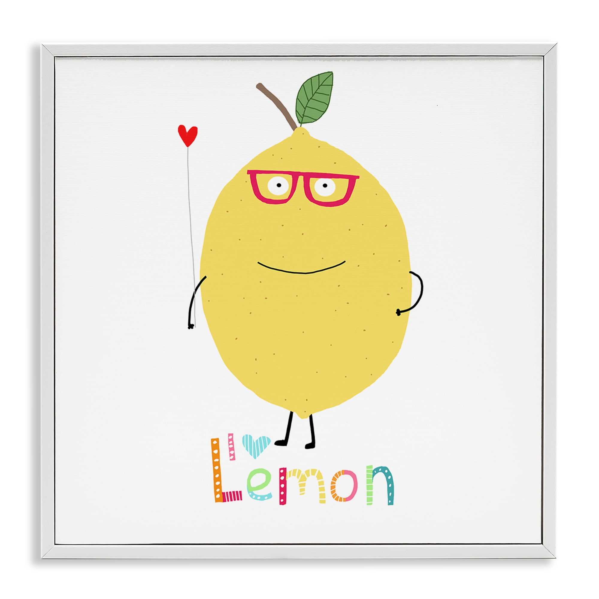 Stupell Industries Fun Smiling Lemon Food & Beverage Painting White Framed Art Print Wall Art, 17 x 17