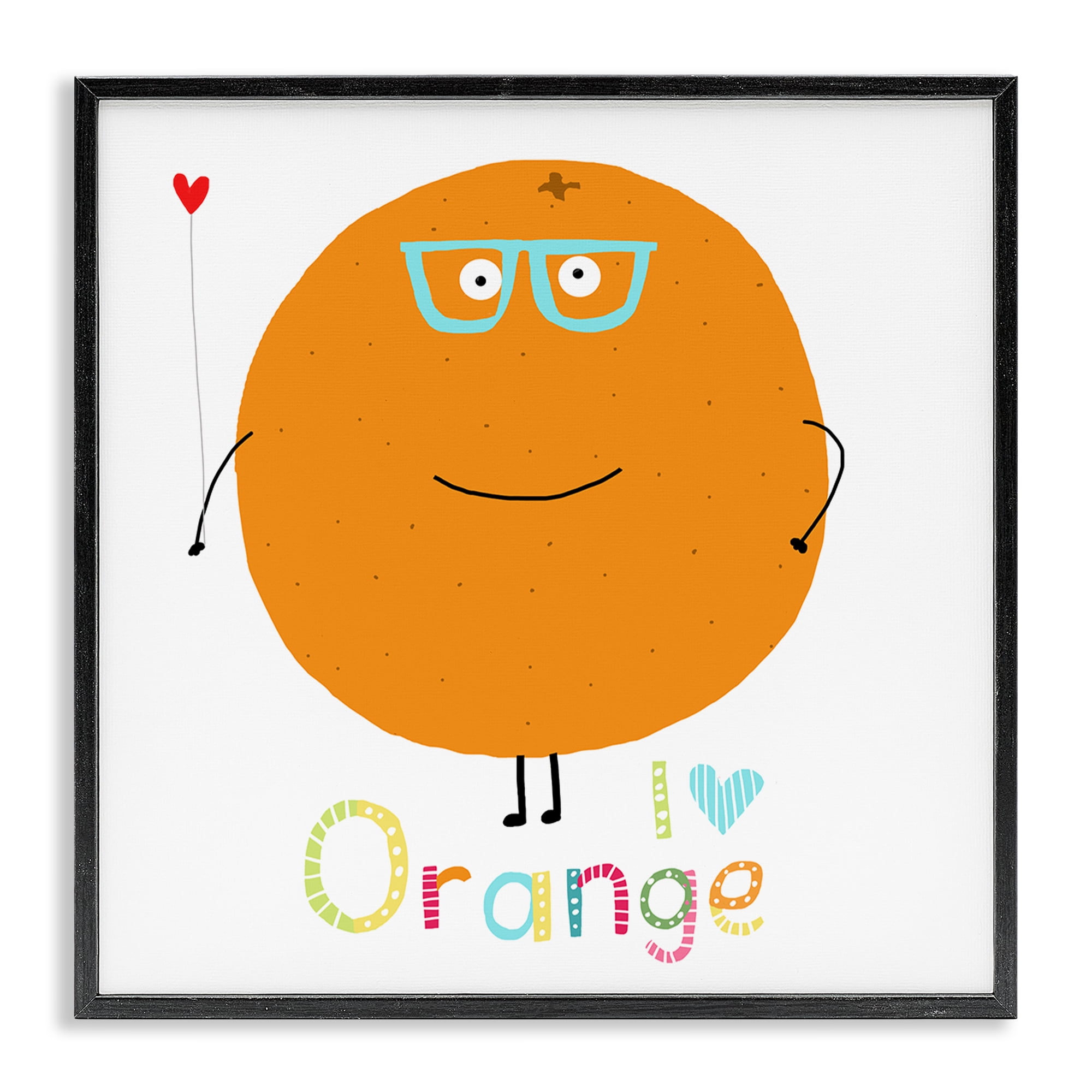 Stupell Industries Fun Smiling Orange Food & Beverage Painting Black Framed Art Print Wall Art, 17 x 17