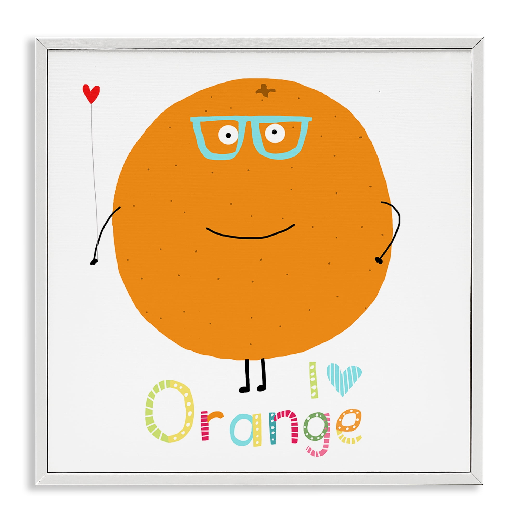 Stupell Industries Fun Smiling Orange Food & Beverage Painting White Framed Art Print Wall Art, 17 x 17