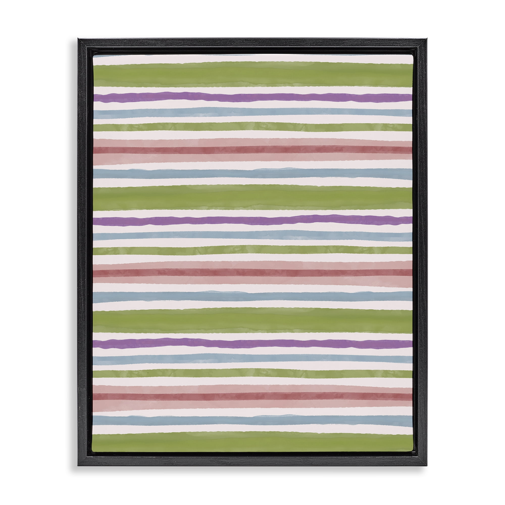 Stupell Industries Fun Stripes Pattern Abstract Painting Black Floater Framed Canvas Art Print Wall Art, 25 x 31