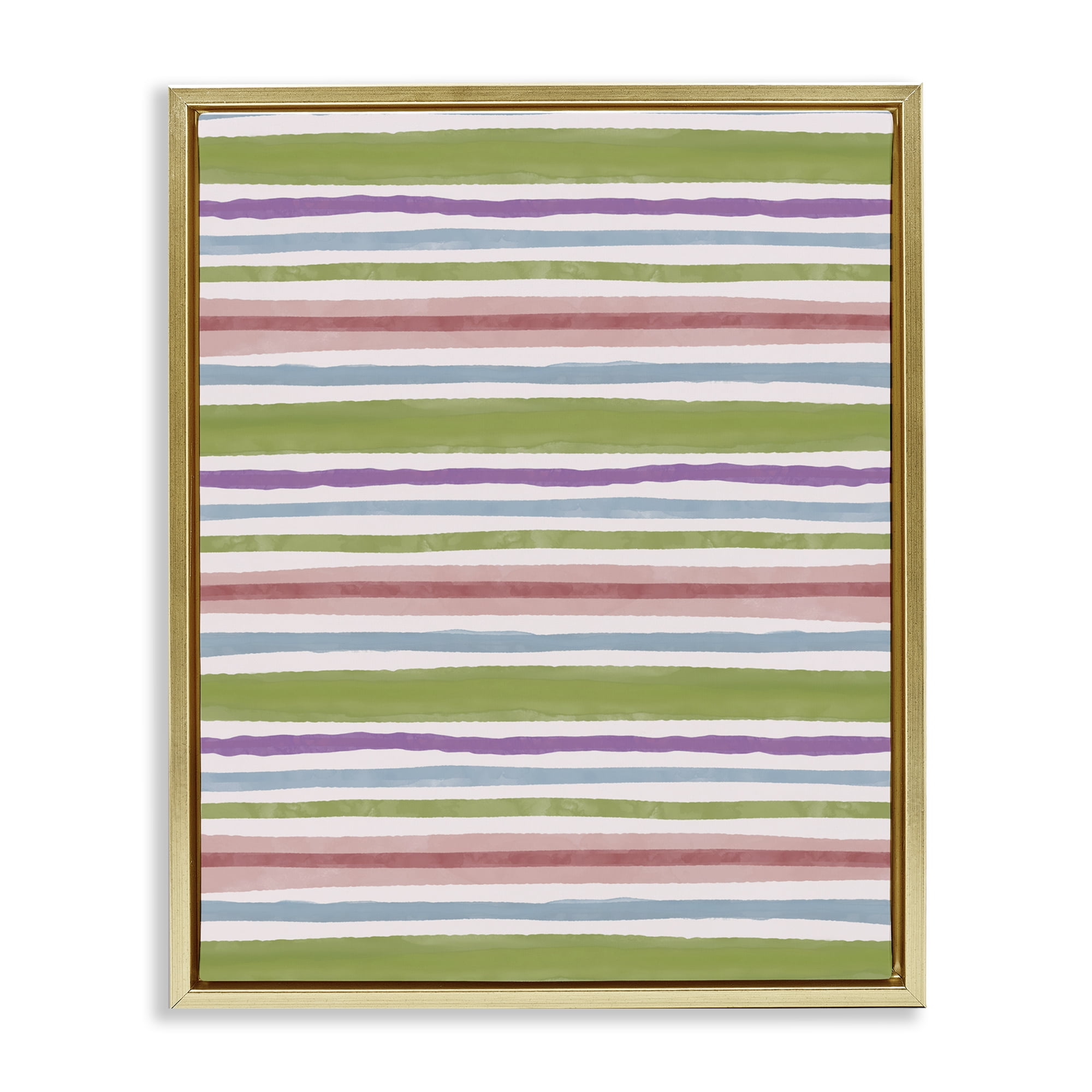 Stupell Industries Fun Stripes Pattern Abstract Painting Gold Floater Framed Canvas Art Print Wall Art, 25 x 31
