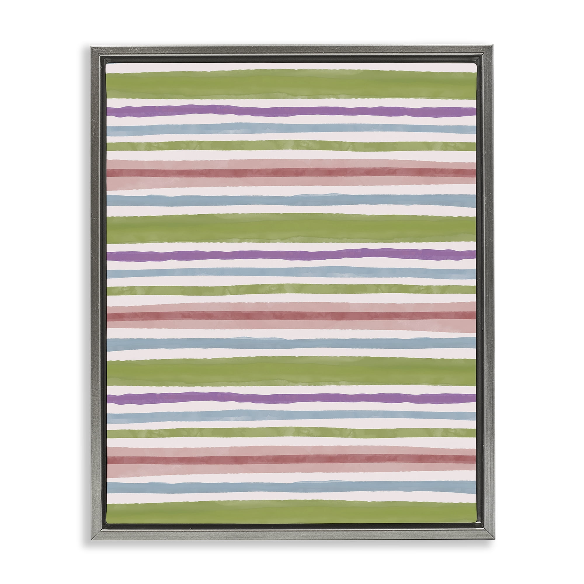 Stupell Industries Fun Stripes Pattern Abstract Painting Gray Floater Framed Canvas Art Print Wall Art, 25 x 31