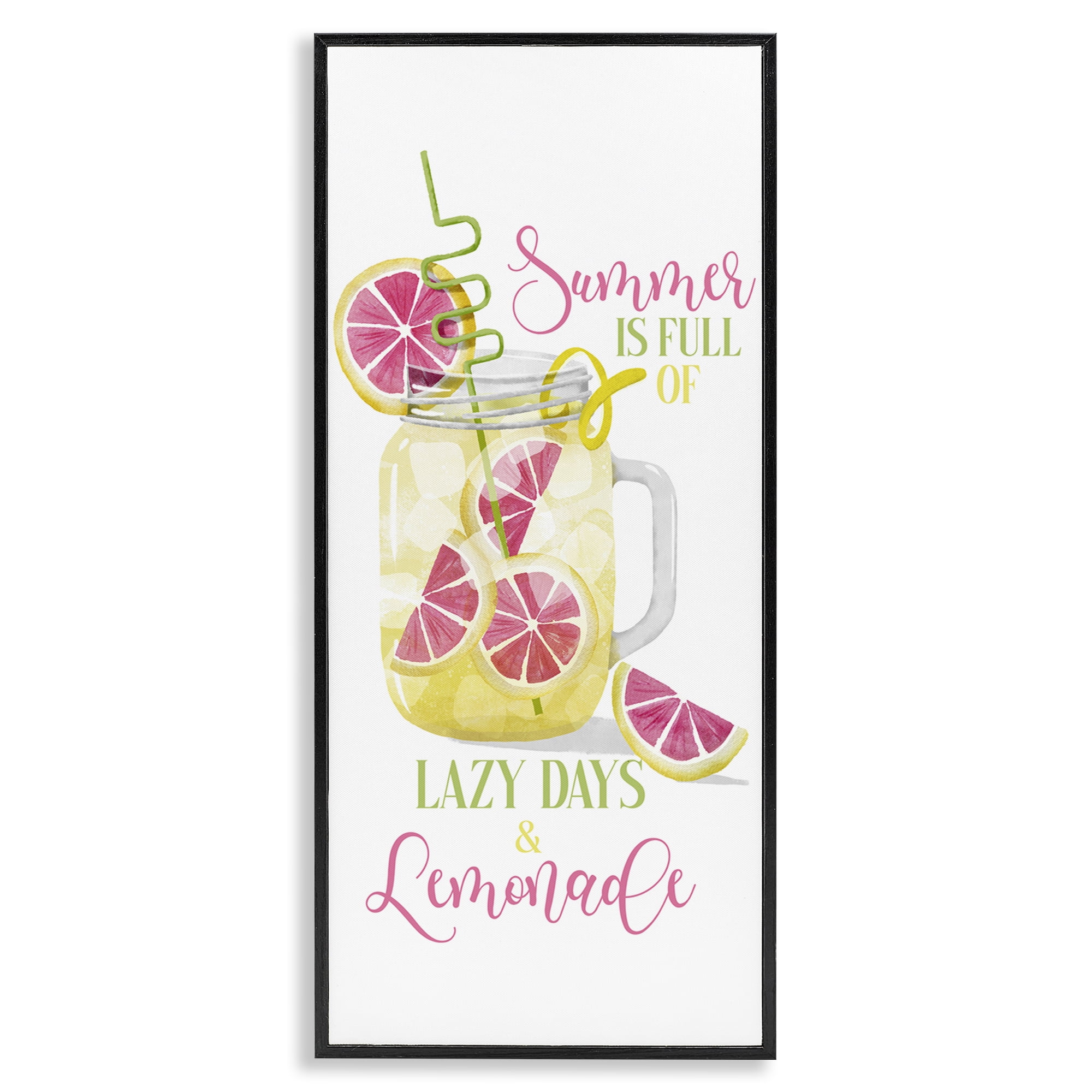 Stupell Industries Fun Summer Lemonade Food & Beverage Painting Black Framed Art Print Wall Art, 10 x 24
