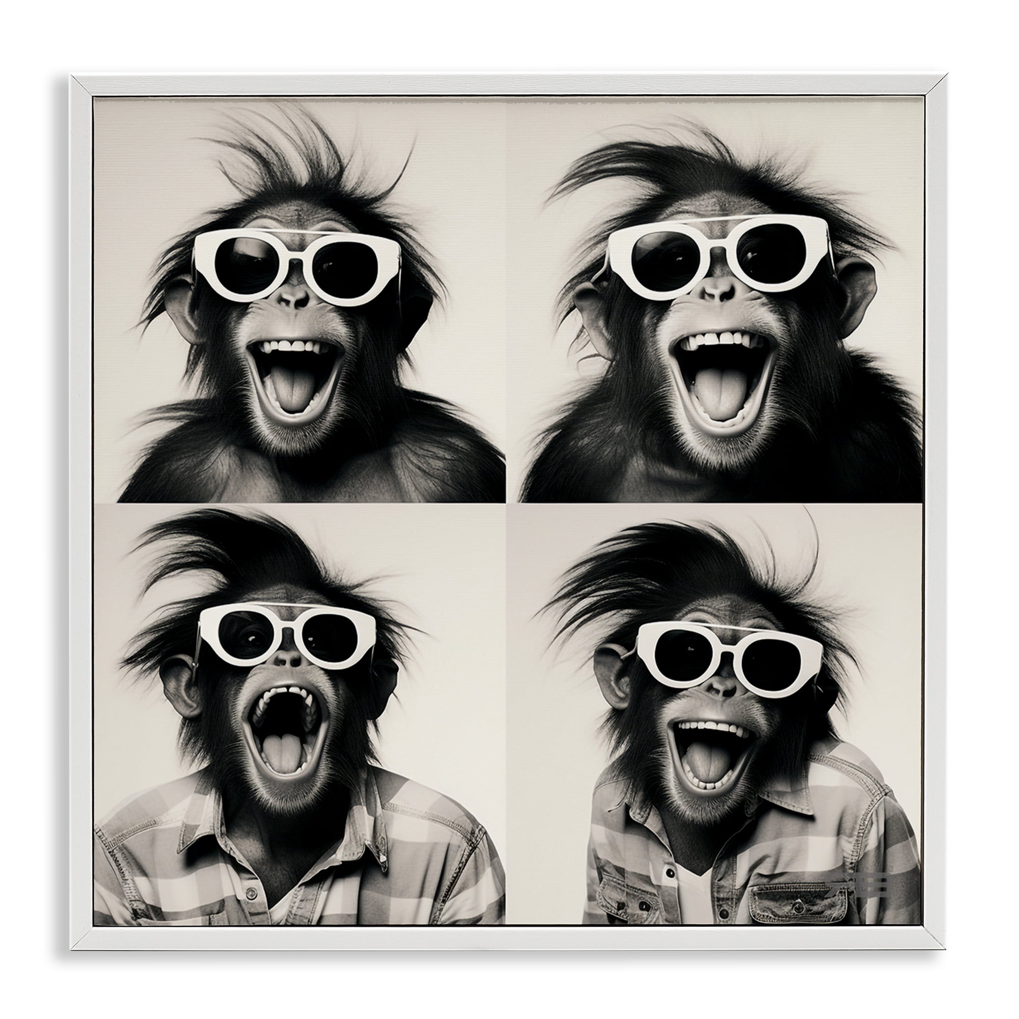 Stupell Industries Fun Sunglasses Monkey Animals Painting White Framed Art Print Wall Art, 24 x 24
