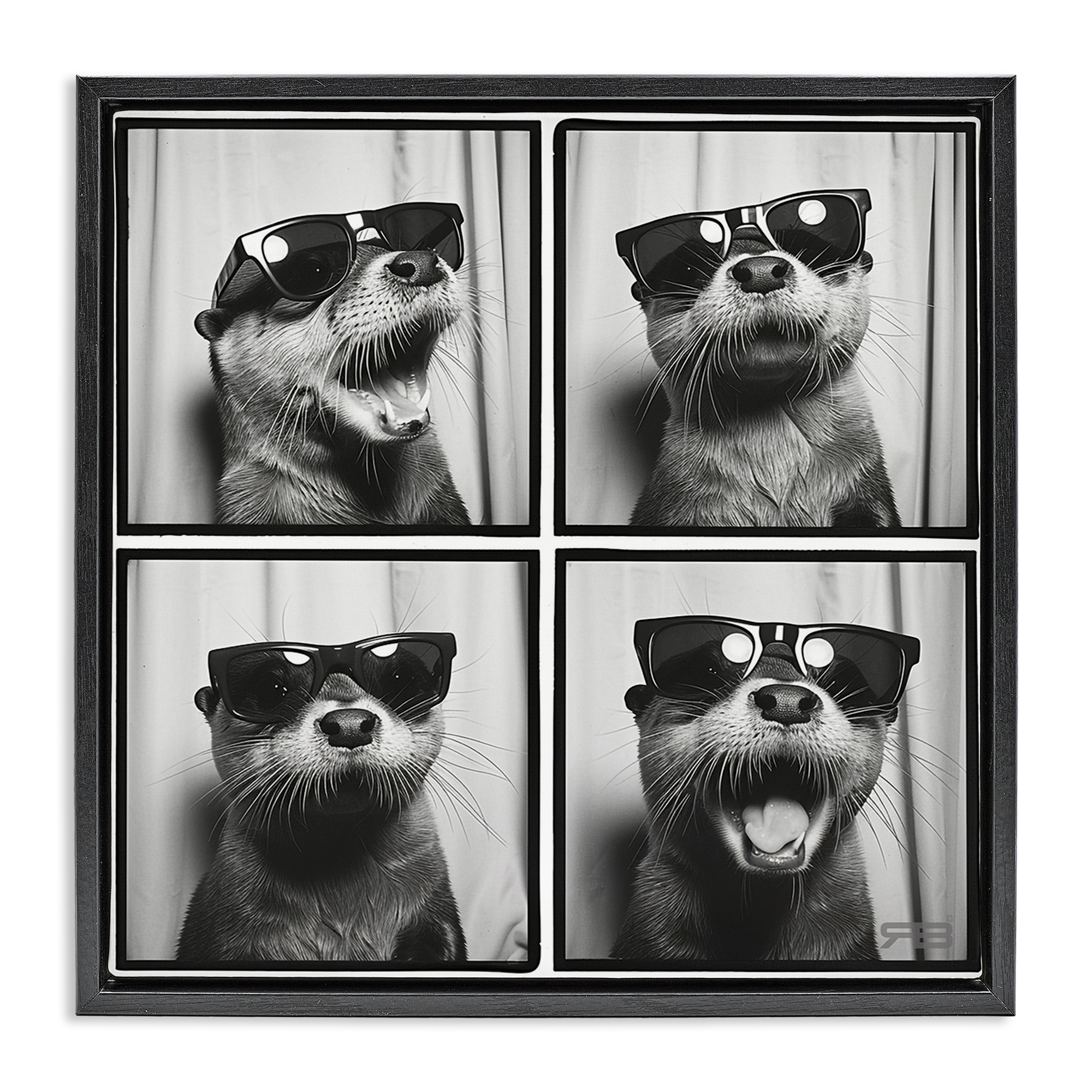 Stupell Industries Fun Sunglasses Otter Animals Painting Black Floater Framed Canvas Art Print Wall Art, 25 x 25