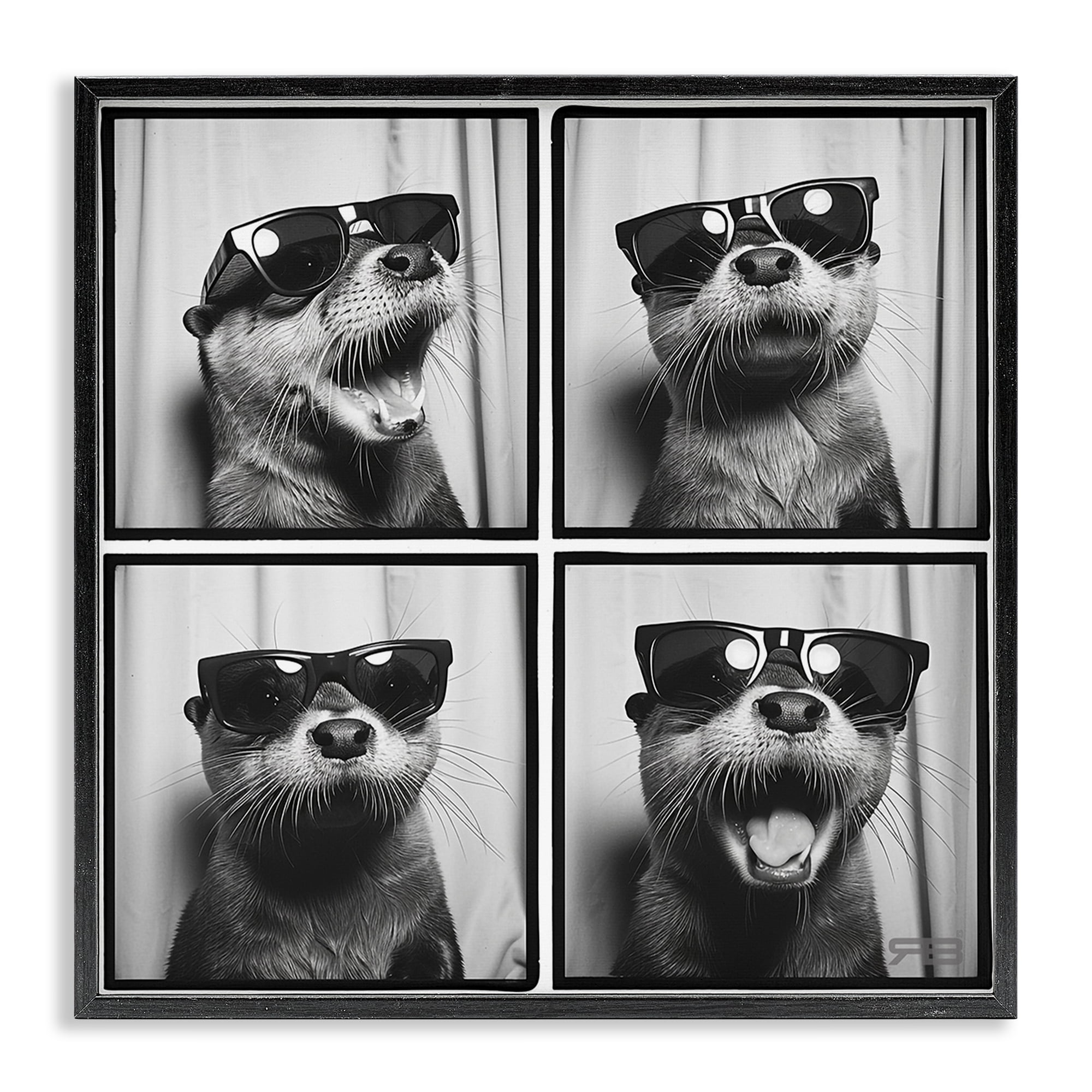 Stupell Industries Fun Sunglasses Otter Animals Painting Black Framed Art Print Wall Art, 24 x 24