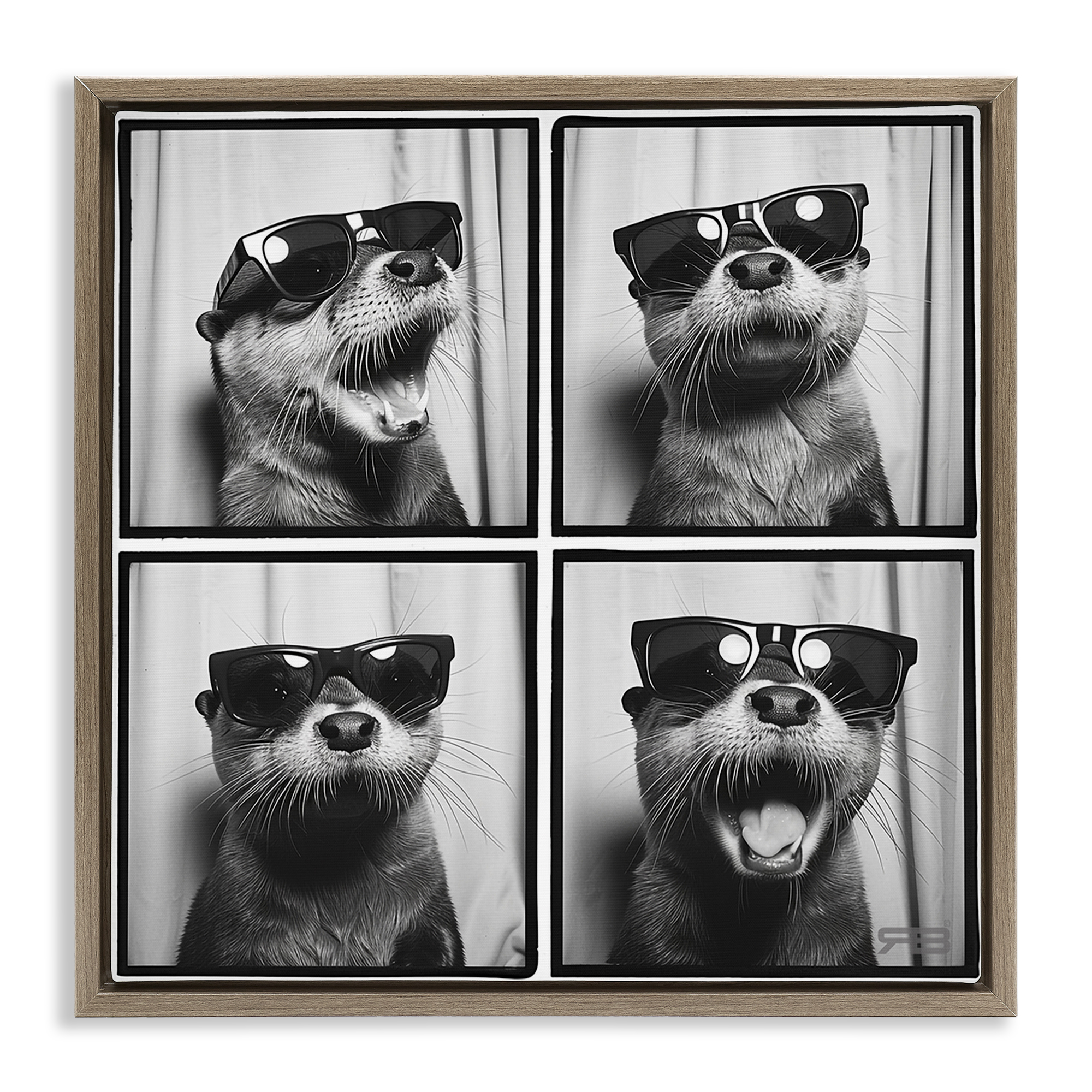Stupell Industries Fun Sunglasses Otter Animals Painting Brown Floater Framed Canvas Art Print Wall Art, 18 x 18