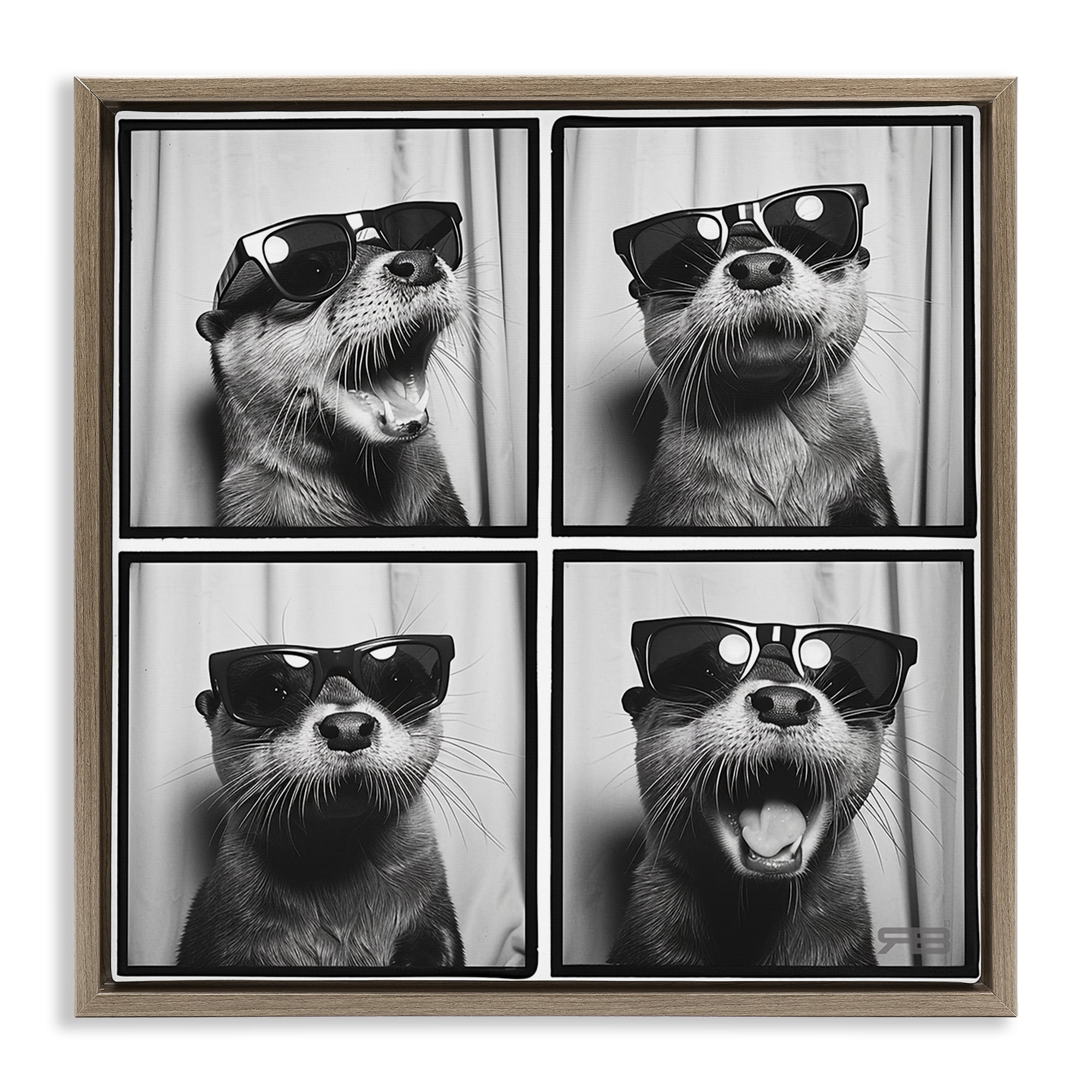 Stupell Industries Fun Sunglasses Otter Animals Painting Brown Floater Framed Canvas Art Print Wall Art, 25 x 25