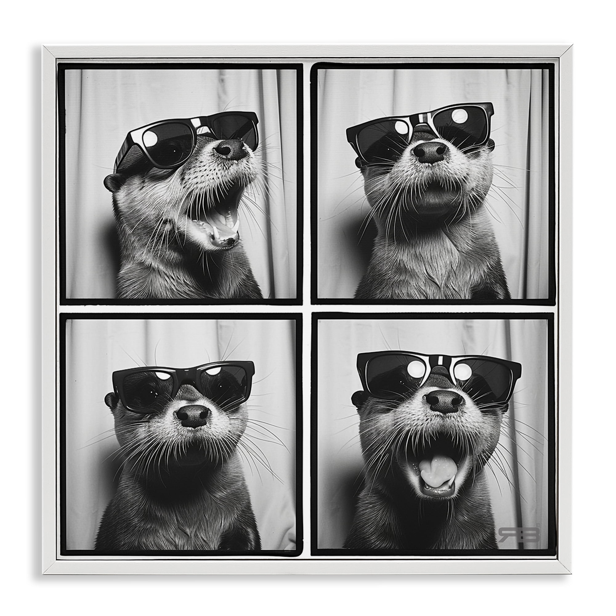 Stupell Industries Fun Sunglasses Otter Animals Painting White Framed Art Print Wall Art, 12 x 12