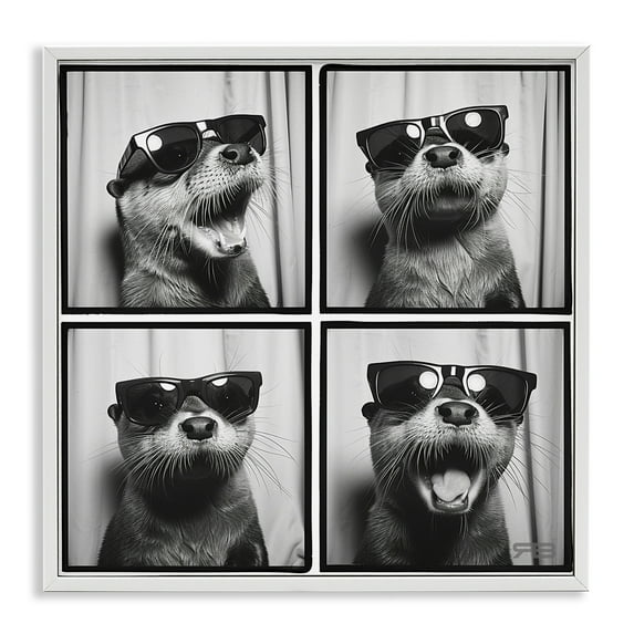 Stupell Industries Fun Sunglasses Otter Animals Painting White Framed Art Print Wall Art, 17 x 17