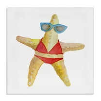 Stupell Industries Fun Swimsuit Starfish Novelty Painting Gallery Wrapped Canvas Art Print Wall Art, 17 x 17