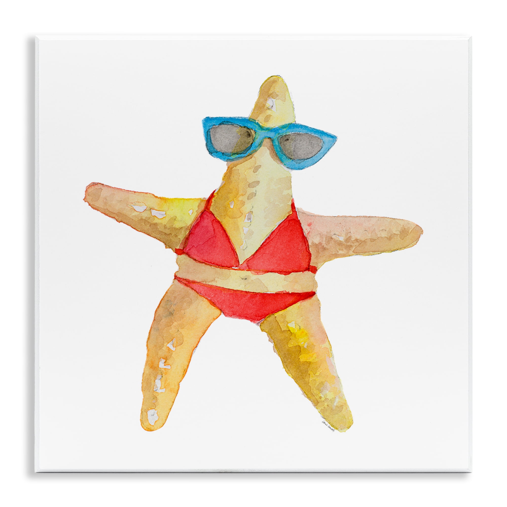 Stupell Industries Fun Swimsuit Starfish Novelty Painting Unframed Art Print Wall Art, 12 x 12