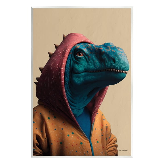 Stupell Industries Fun T-Rex in Hoodie Animals & Insects Painting Unframed Art Print Wall Art, 10 x 15
