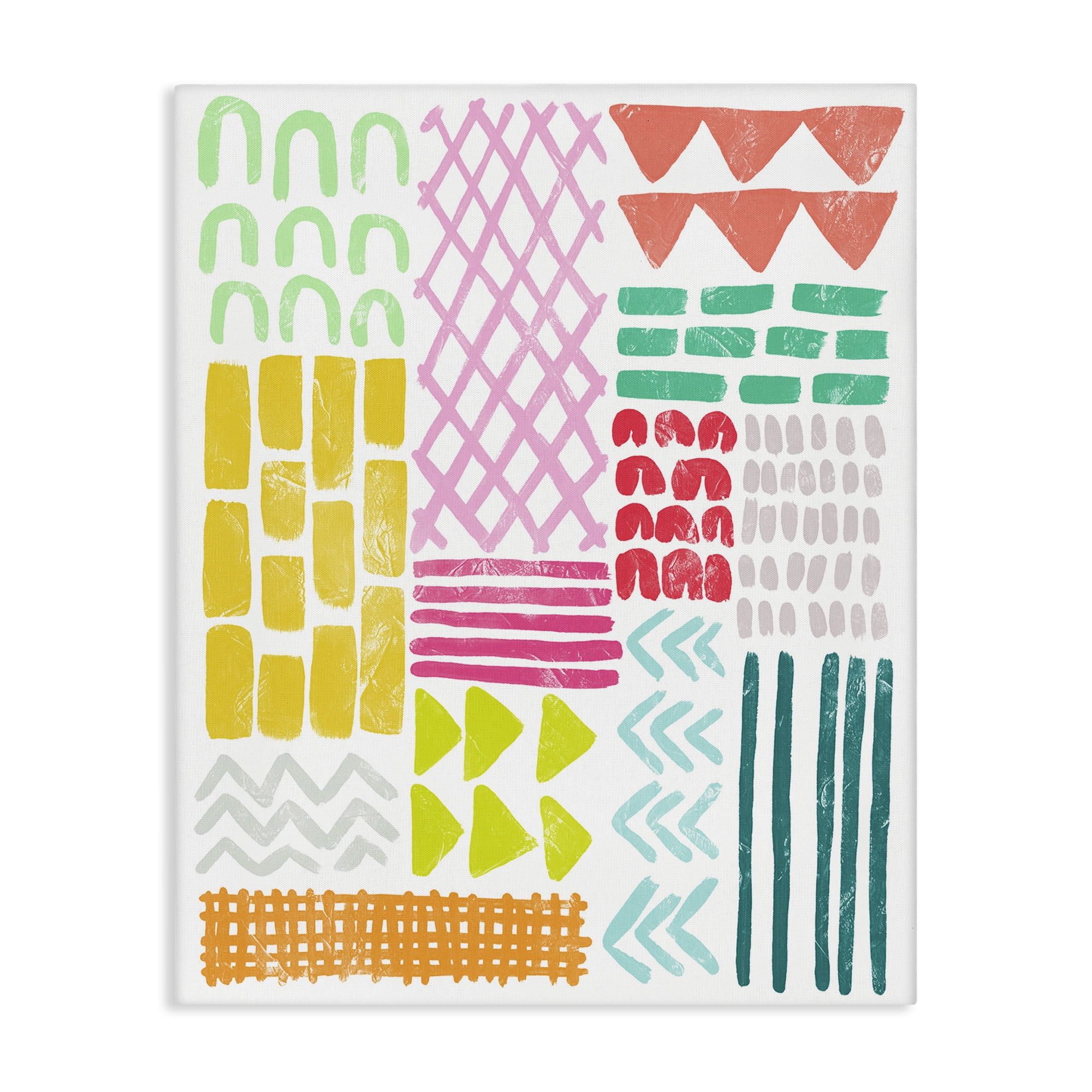 Stupell Industries Fun Varied Patterns & Shapes Abstract Painting Gallery Wrapped Canvas Art Print Wall Art, 16 x 20