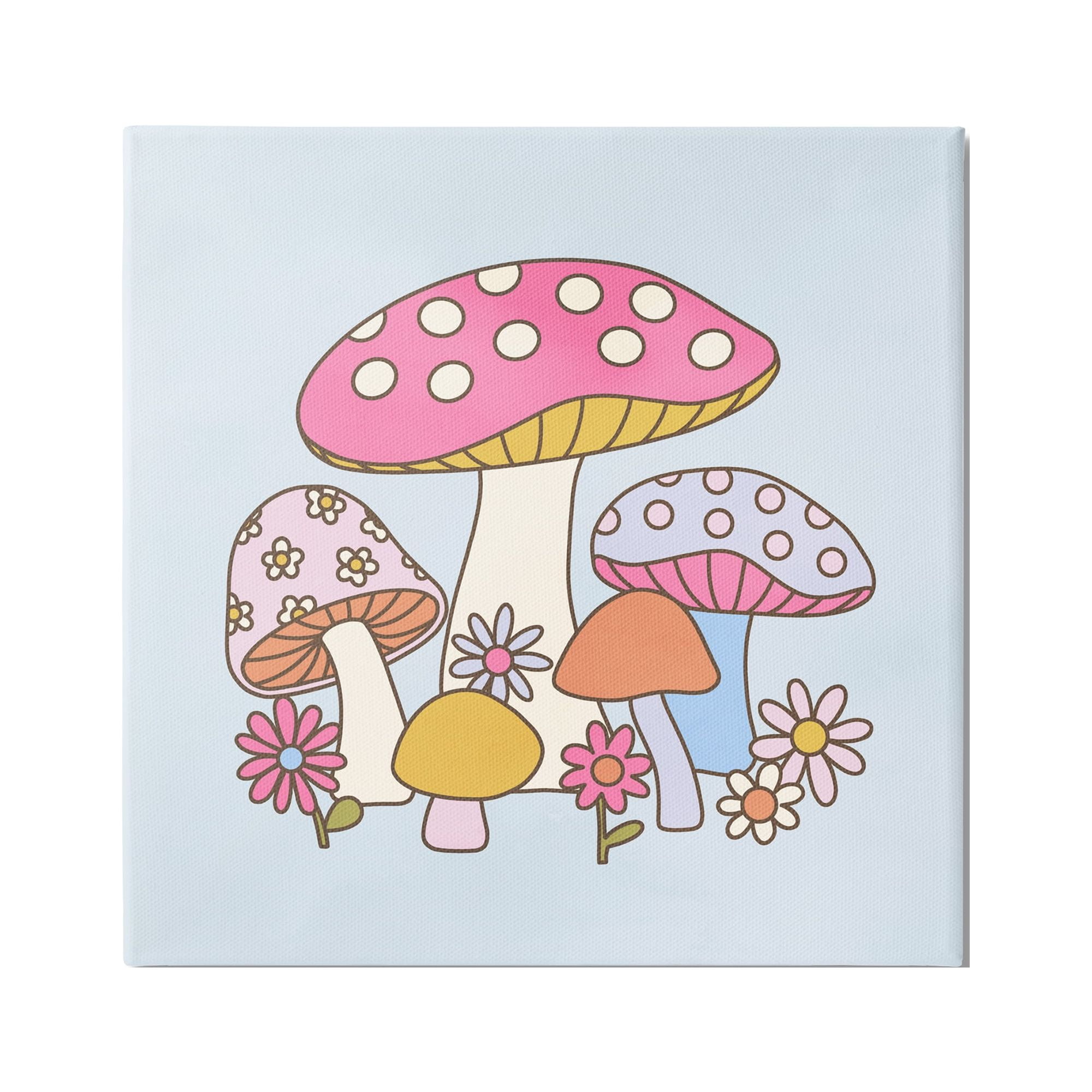 Stupell Industries Fun Whimsical Mushrooms Botanical & Floral Painting Gallery Wrapped Canvas Art Print Wall Art, 24 x 24