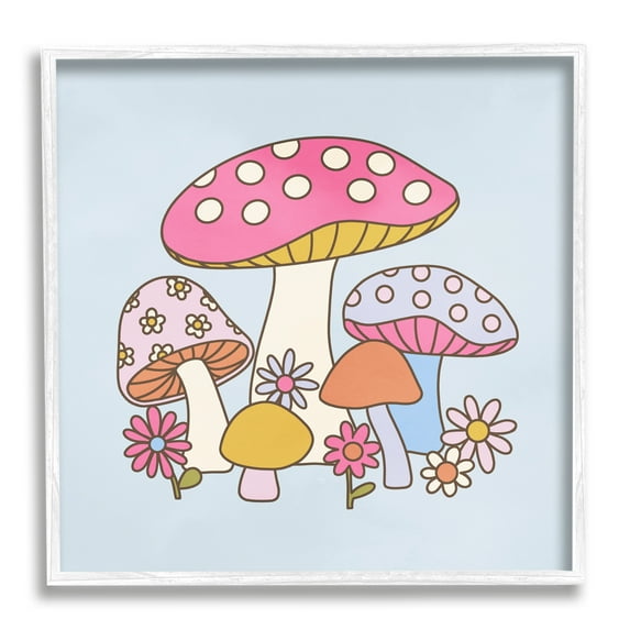 Stupell Industries Fun Whimsical Mushrooms Botanical & Floral Painting White Framed Art Print Wall Art, 24 x 24