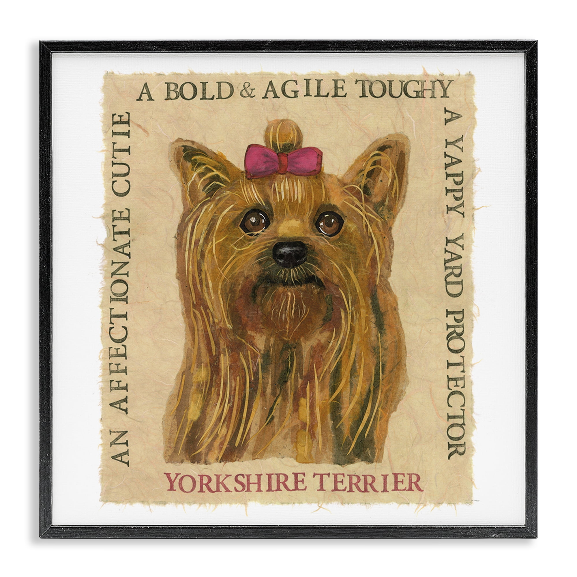 Stupell Industries Fun Yorkshire Terrier Phrases Animals Painting Black Framed Art Print Wall Art, 12 x 12