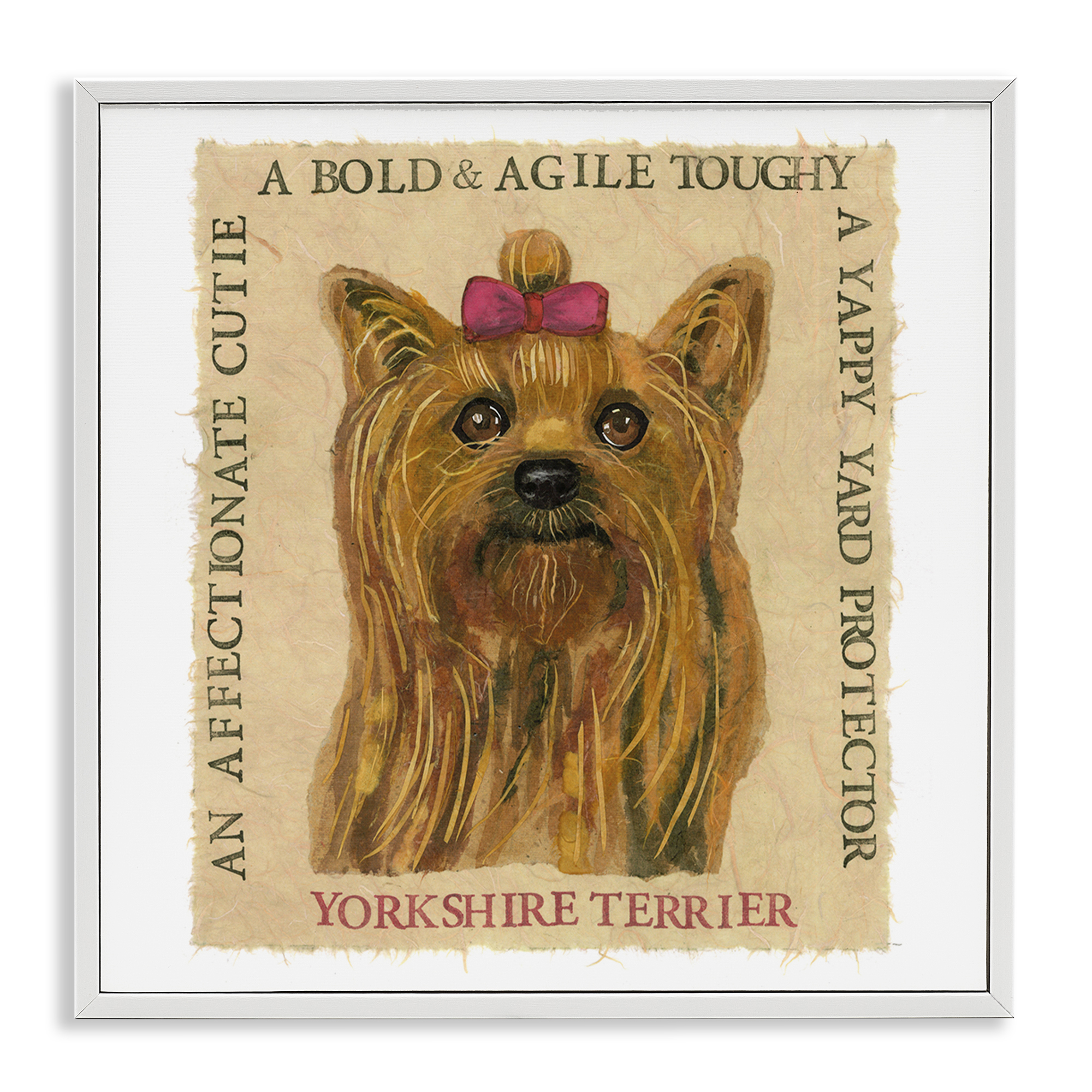 Stupell Industries Fun Yorkshire Terrier Phrases Animals Painting White Framed Art Print Wall Art, 17 x 17