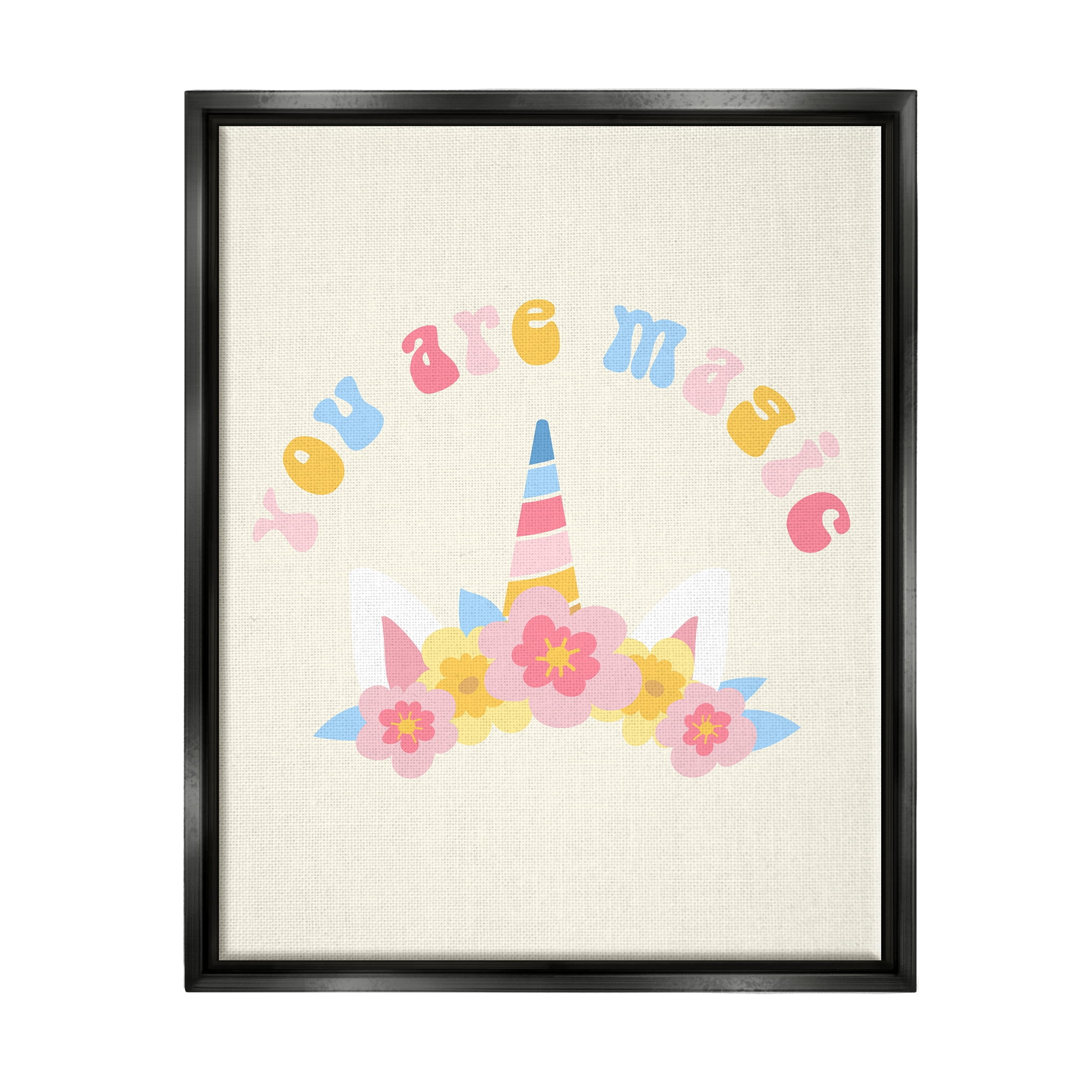 Stupell Industries Fun You Are Magic Phrase Fairy Tales & Fantasy Painting Black Floater Framed Canvas Art Print Wall Art, 25 x 31
