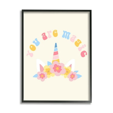 Stupell Industries Fun You Are Magic Phrase Fairy Tales & Fantasy Painting Black Framed Art Print Wall Art, 11 x 14