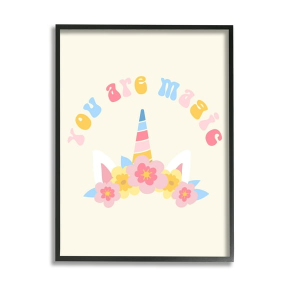 Stupell Industries Fun You Are Magic Phrase Fairy Tales & Fantasy Painting Black Framed Art Print Wall Art, 11 x 14